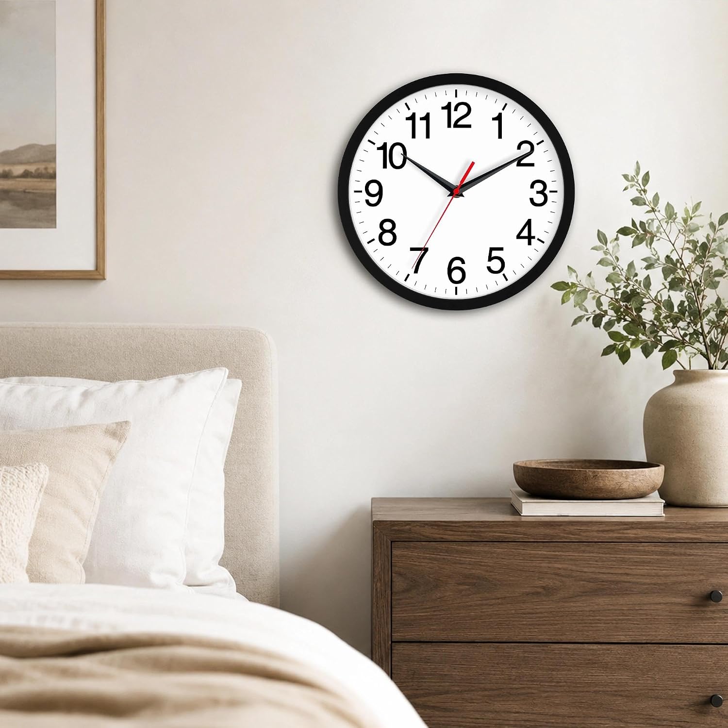Rohioue Wall Clock Analog 8 Inch Black Battery Operated Silent Clock| Easy To Read, Non-Ticking, Round, Accurate, Kitchen, Living Room, Classroom, Office, School