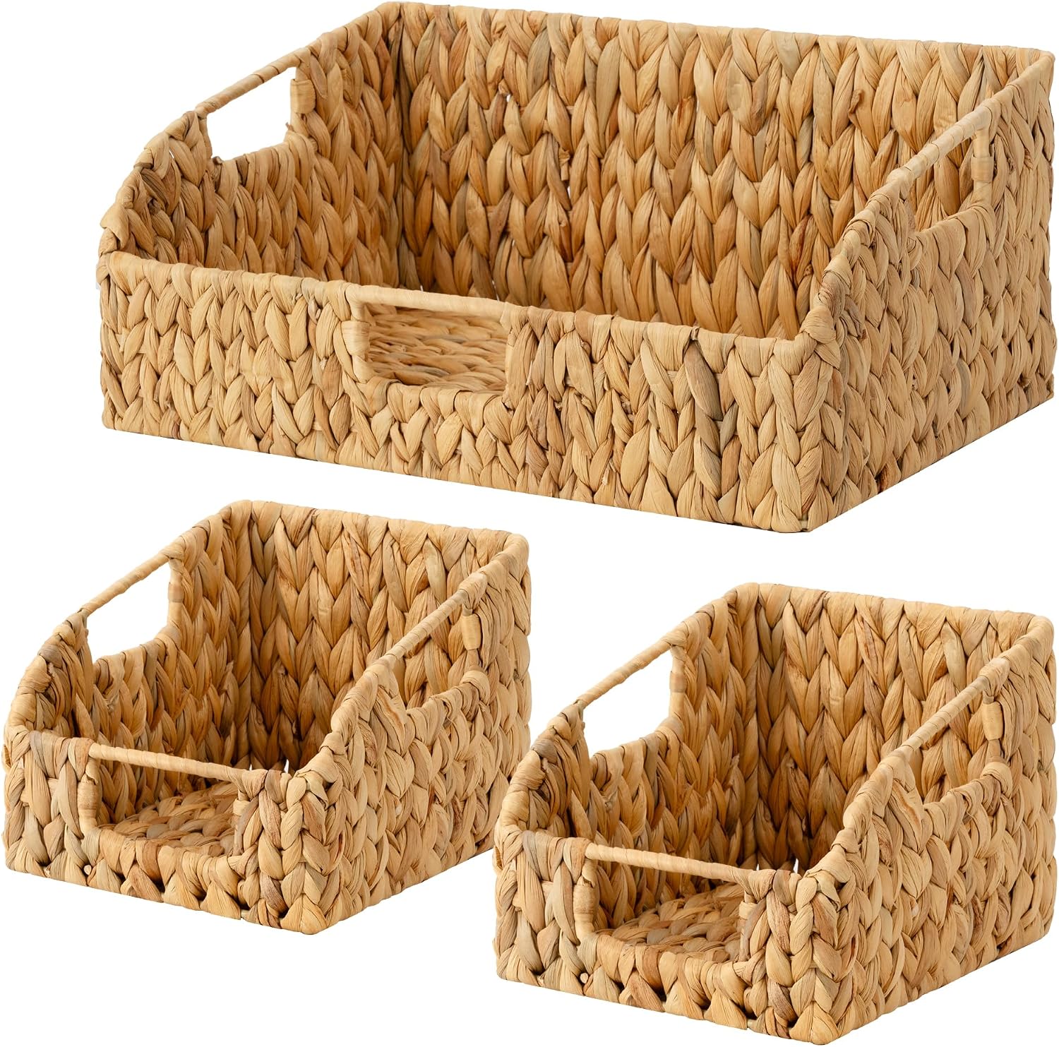 StorageWorks Water Hyacinth Basket Organizer, Pantry Storage Baskets, 3-Pack