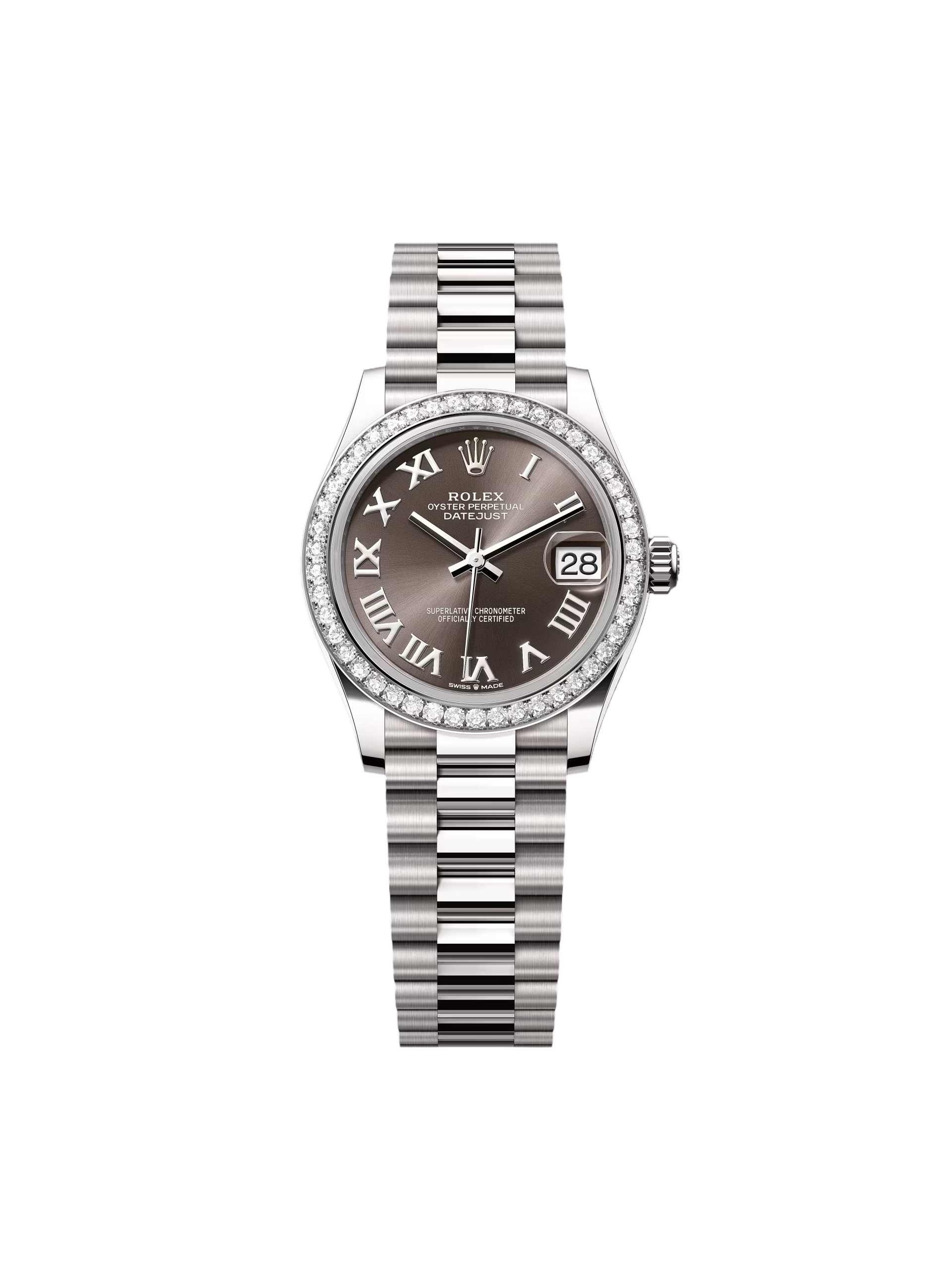 【Super Clone】RLX Datejust m278289RBR-0017 Dark Grey Dial White Gold President Watch