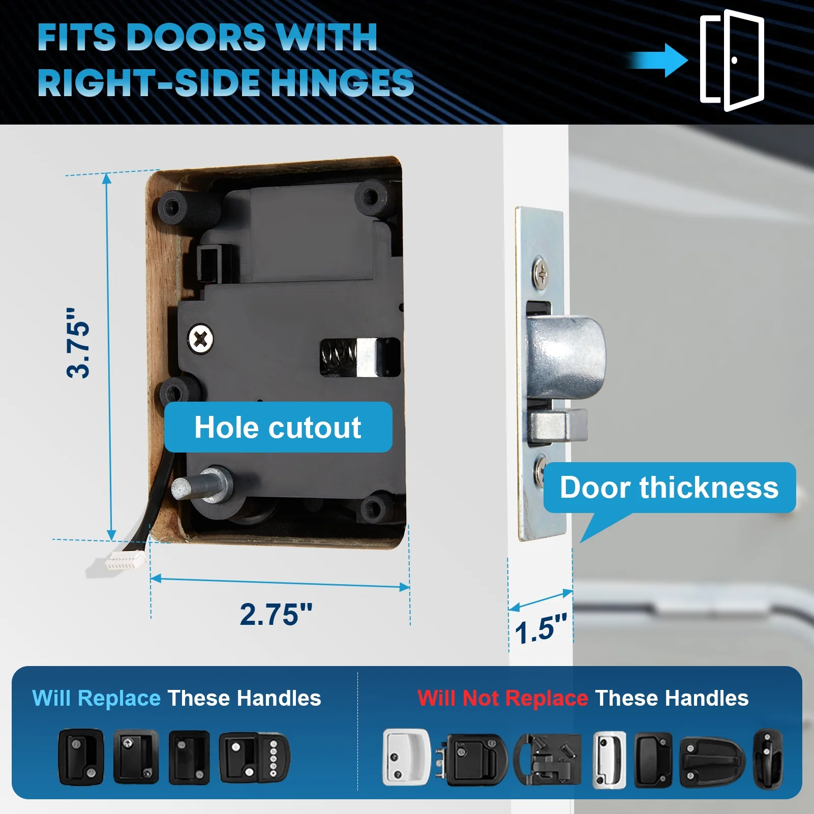 RV Door Lock Keyless Entry, RV Door Locks Replacement with Keypad and Remote for Trailer Camper RV Travel Trailer Door Latch(Remote Control Design) - Image 9