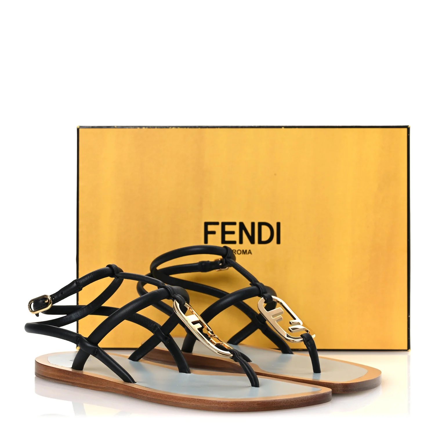Nappa O'Lock Flat Thong Sandals 37 Black