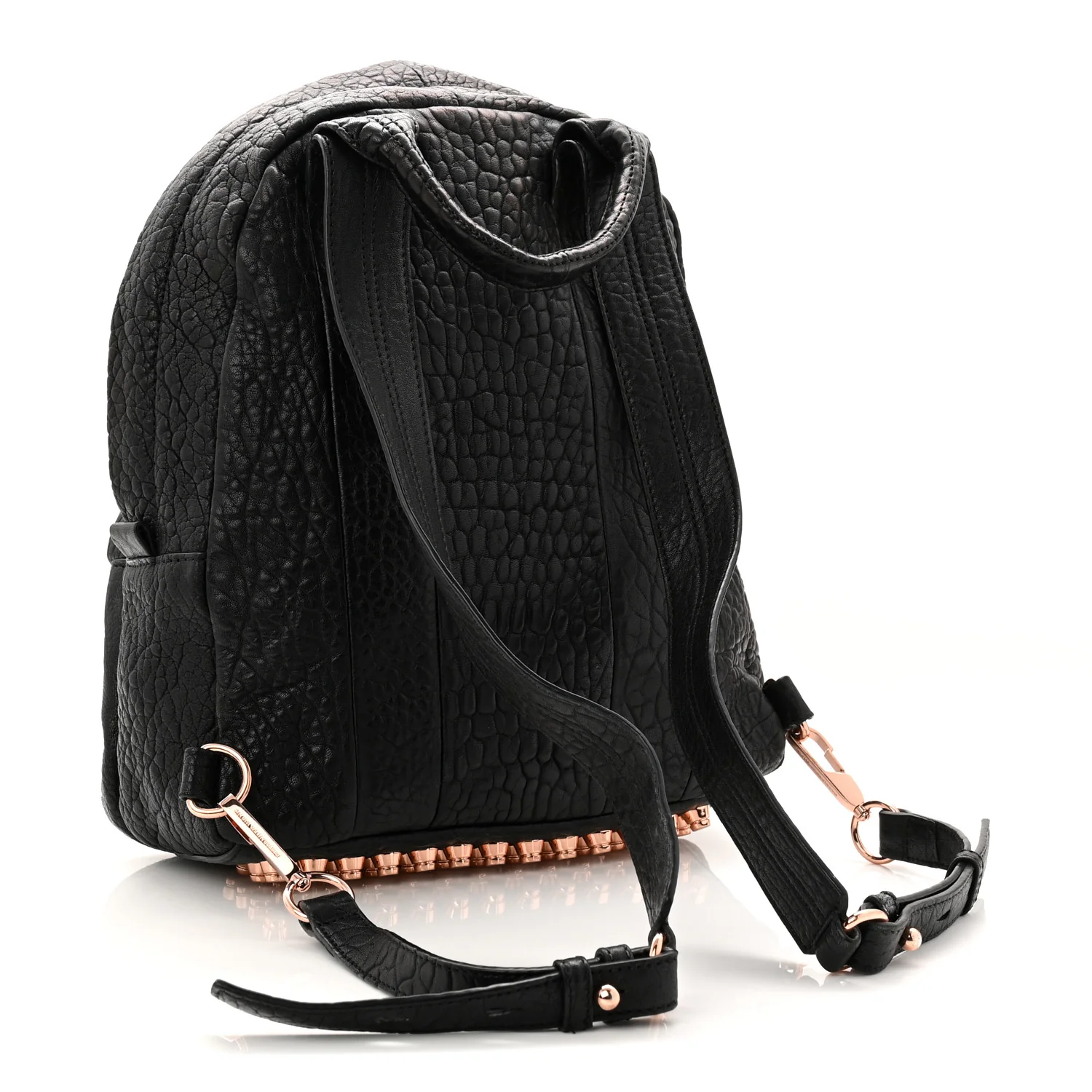 Pebbled Lambskin Dumbo Backpack Black Rose Gold Hardware