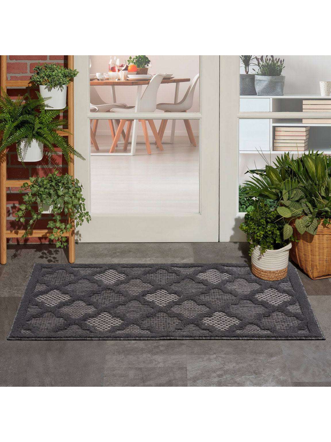 Nourison Easy Care NES01 Charcoal/Black Area Rug 8' x 10' Rectangle