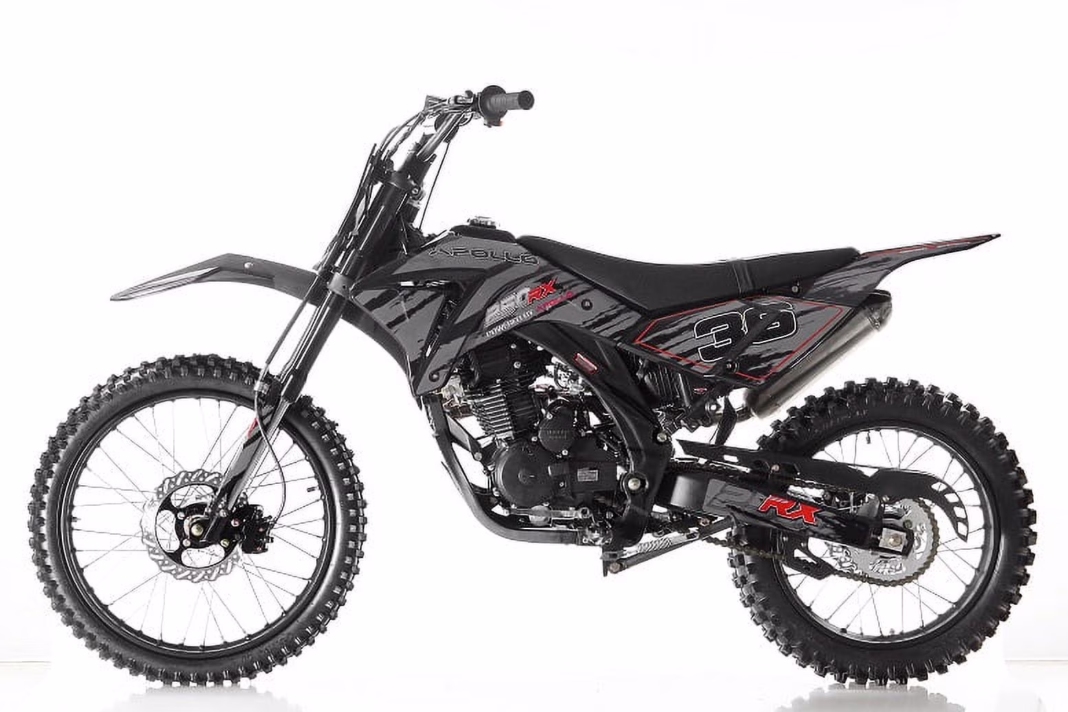 Black APOLLO DB - 36 250cc Dirt Bike with 5 Speed Manual Transmission, Big 21