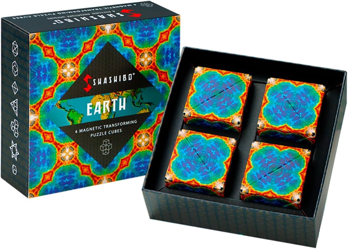 Shashibo Shape Shifting Box - Award-Winning STEM Fidget Toy with Ultra Strong Magnets - Puzzle Cube Transforms Into 100+ Shapes, Perfect Sensory Gift for Kids, Teens, and Adults (Spaced Out)