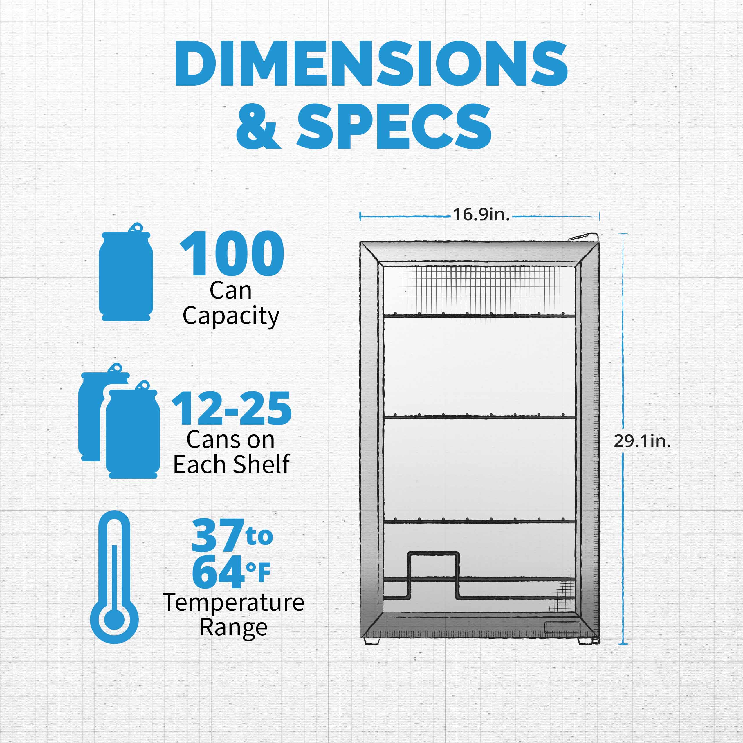 Newair 100-Can Freestanding Stainless Steel Beverage Fridge - 16.93