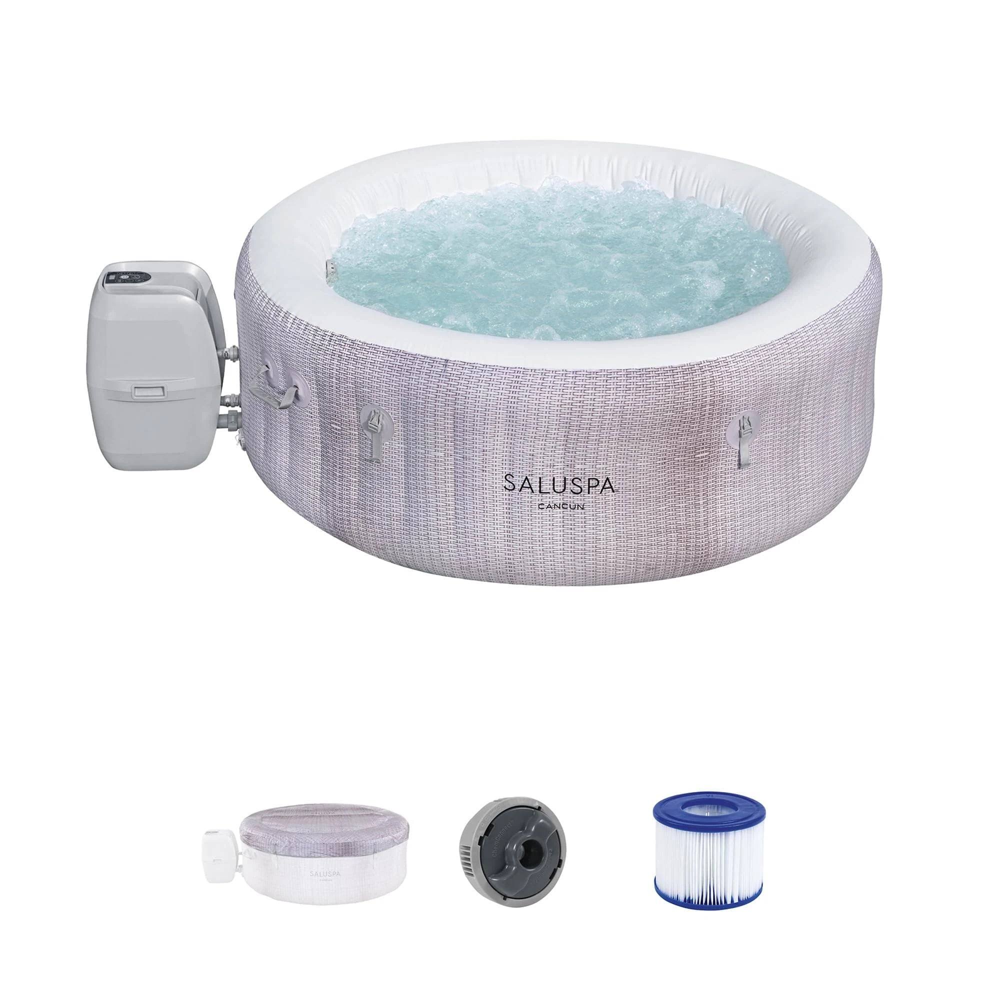 Bestway SaluSpa Cancun Airjet Inflatable Hot Tub with EnergySense Cover, Grey