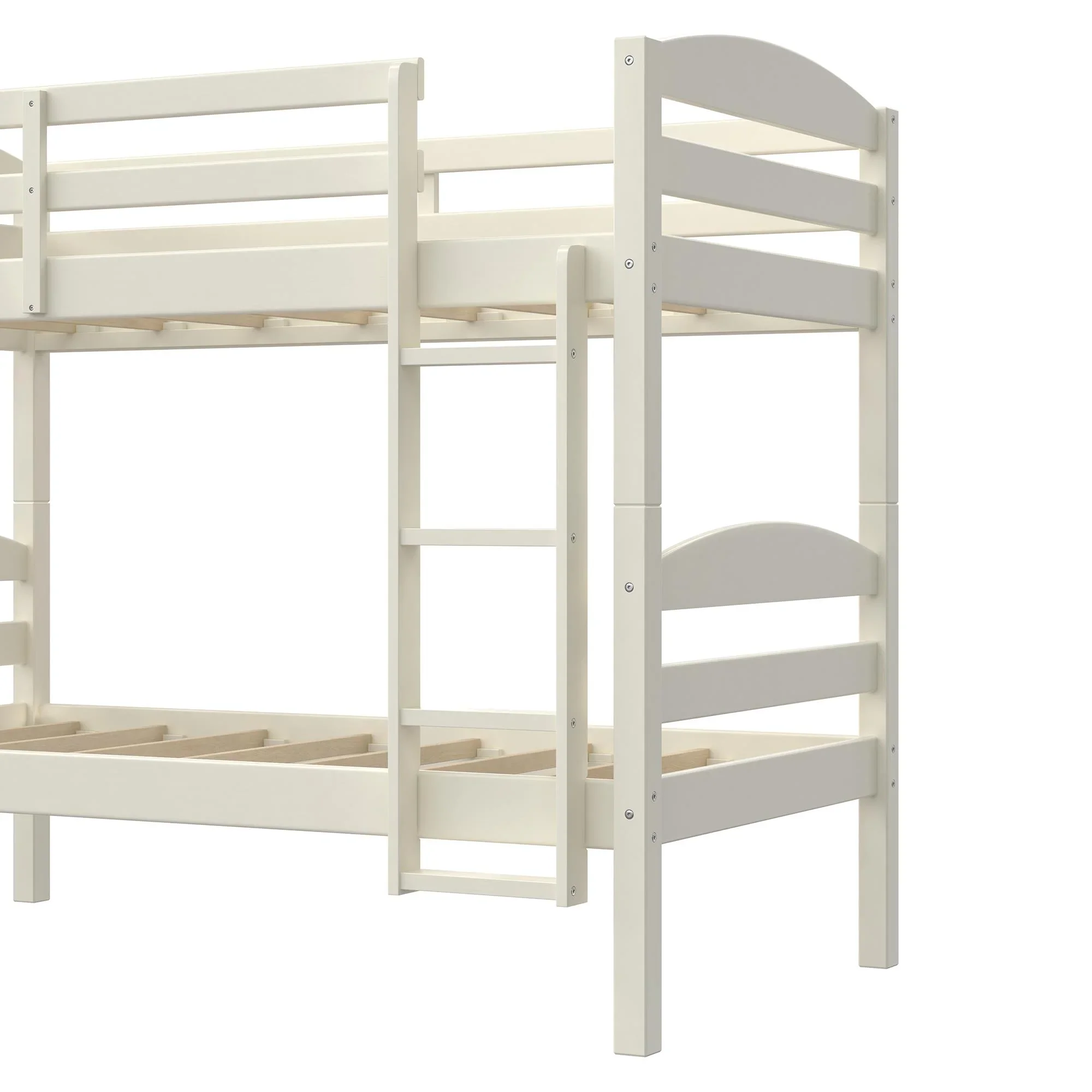 Better Homes & Gardens Leighton Solid Wood Twin-over-Twin Convertible Bunk Bed, Vanilla