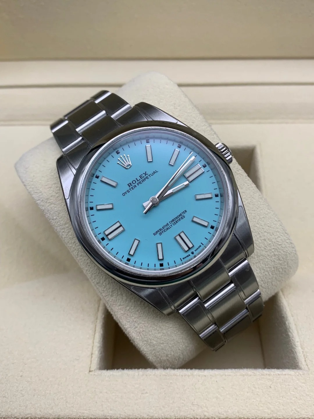 [Super Clone]ROyster Perpetual 41mm Swiss Replica Watch Tiffany Dial Ref 124300