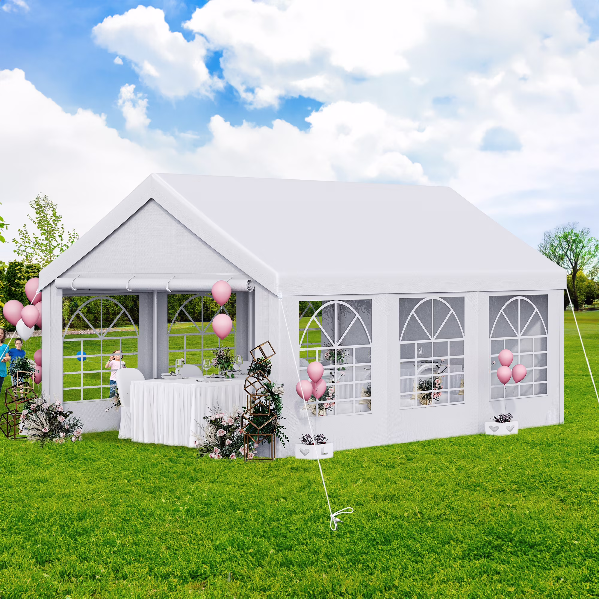 16x32ft Party Tent Heavy Duty Outdoor Wedding Tent Canopy Event Shelters Upgraded Galvanized Steel Carport with Removable Sidewall Windows for Commercial and Parties, White(16' x 32') - Image 3