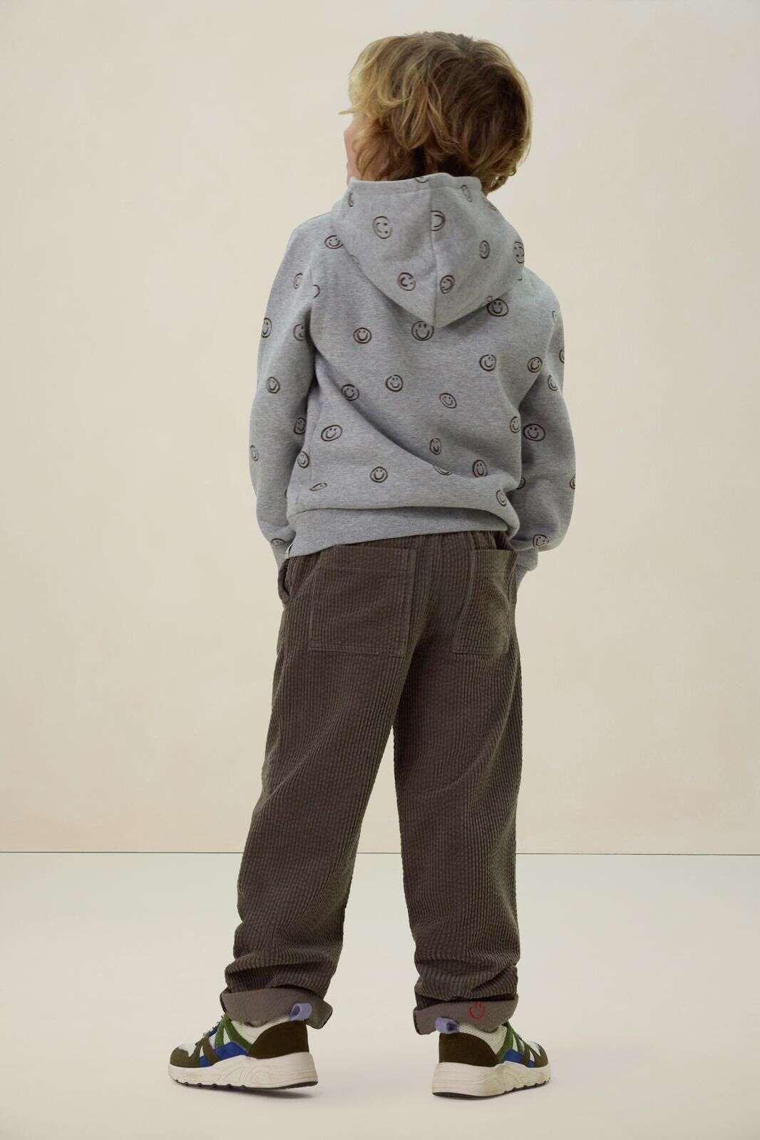 Grijze hoodie met smiley print