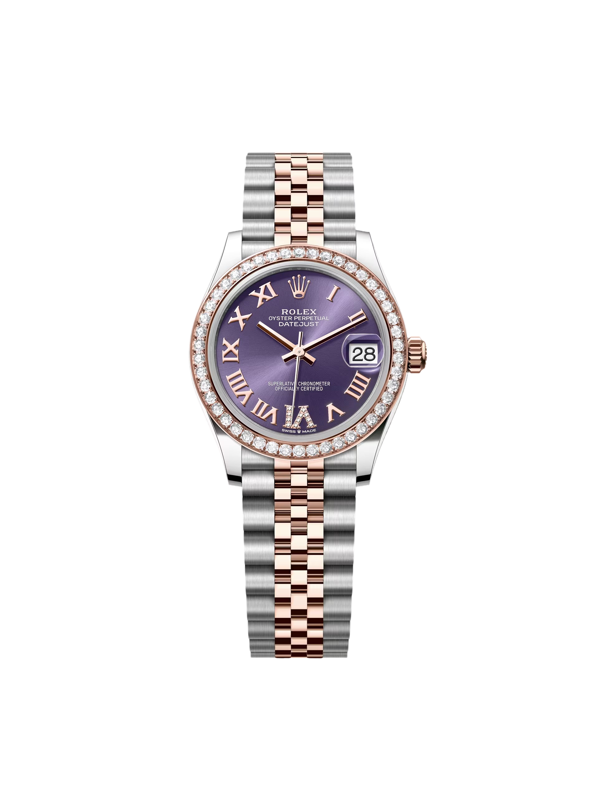 【Super Clone】RLX Datejust m278381-0015/0016 Aubergine Roman Dial 31mm Oyster Bracelet