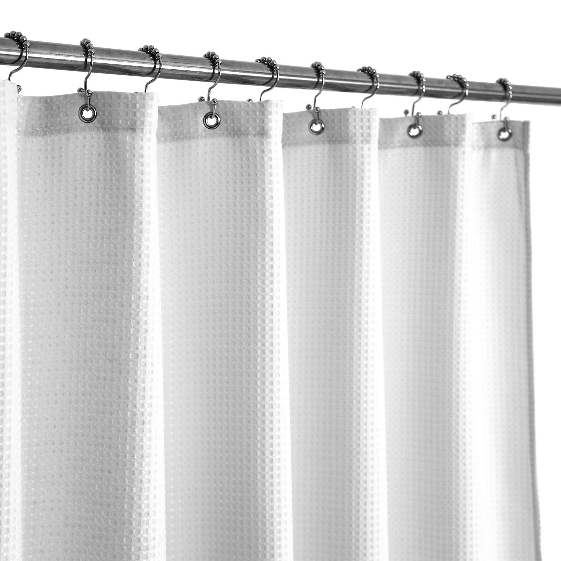 Barossa Design Small Stall Shower Curtain Fabric 42 inch Wide, Waffle Weave, Hotel Luxury Spa, 230 GSM Heavyweight, Water Repellent, Machine Wa