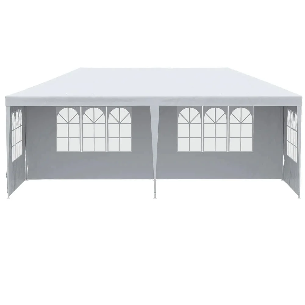 GVN Backyard Garden Canopy, Camping Canopy Screen Tent,Large 20' x 10' Gazebo Canopy Party Tent with 4 Removable Window Side Walls, White
