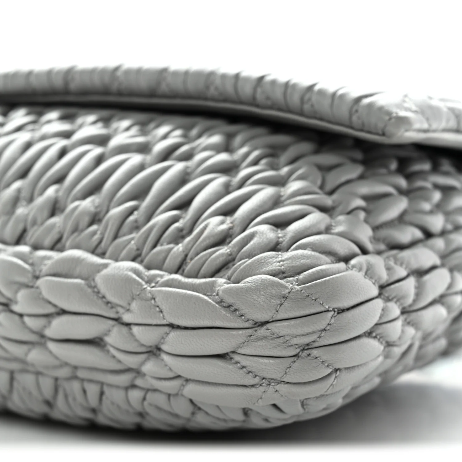 Nappa Matelasse Crystal Flap Clutch Grey