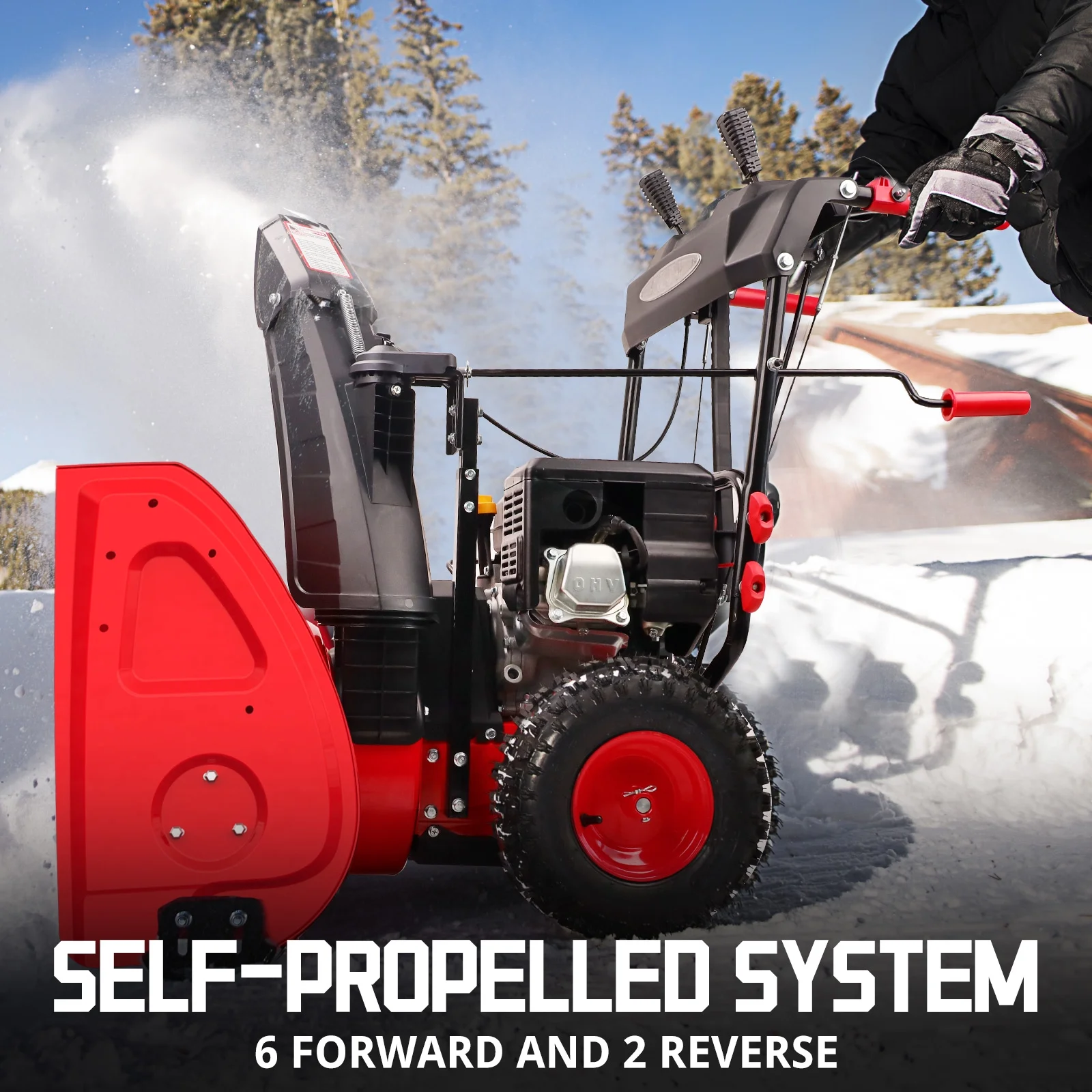 24'' Gas Snow Blower, 212cc Self Propelled Snow Thrower, Corded Electric Start, DB7108B Image 4