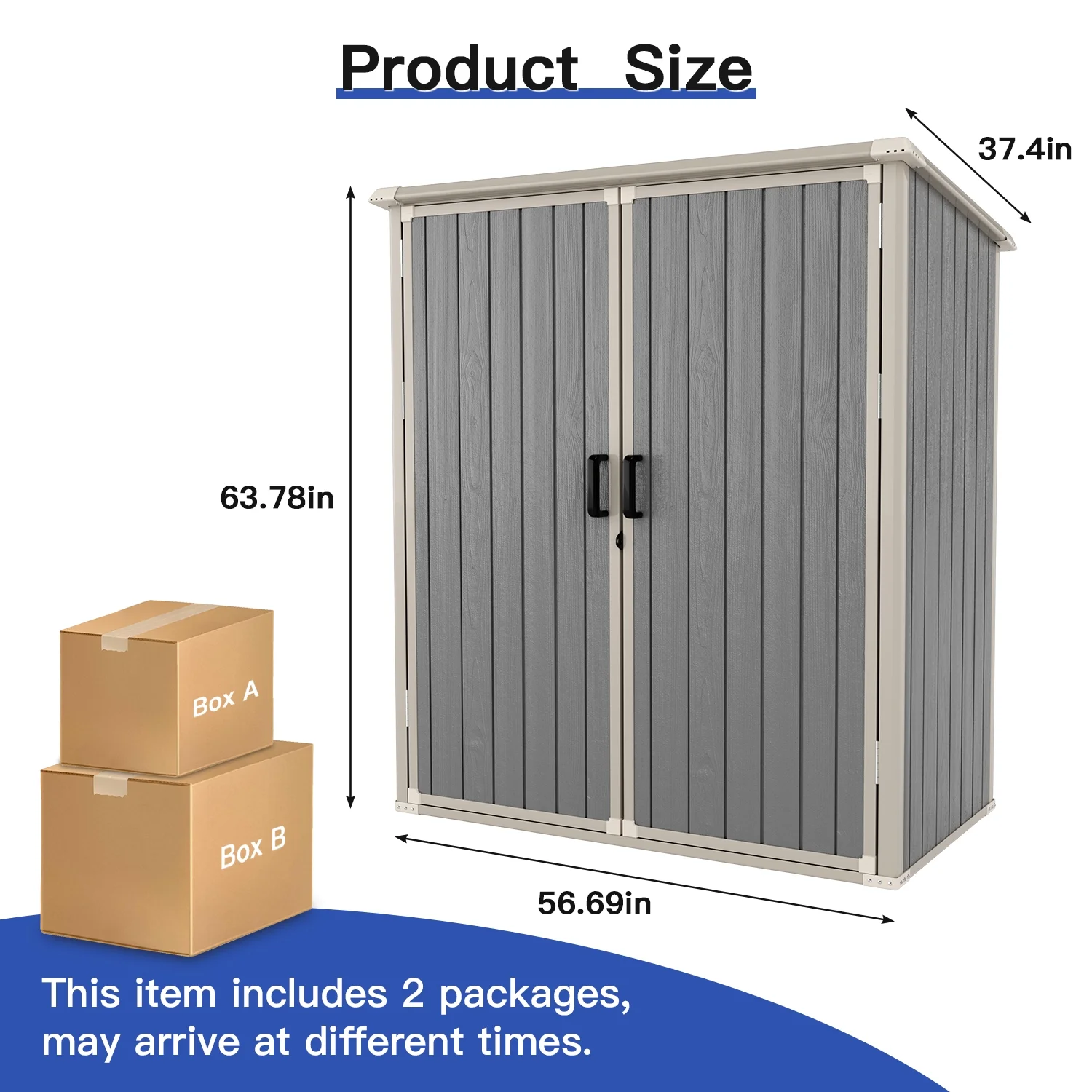 5.0' X 3.1' Resin Outdoor Shed with Base Frame, Plastic Shed with Lockable Door, for Garden, Ptaio, Backyard, Gray(Gray) - Image 5
