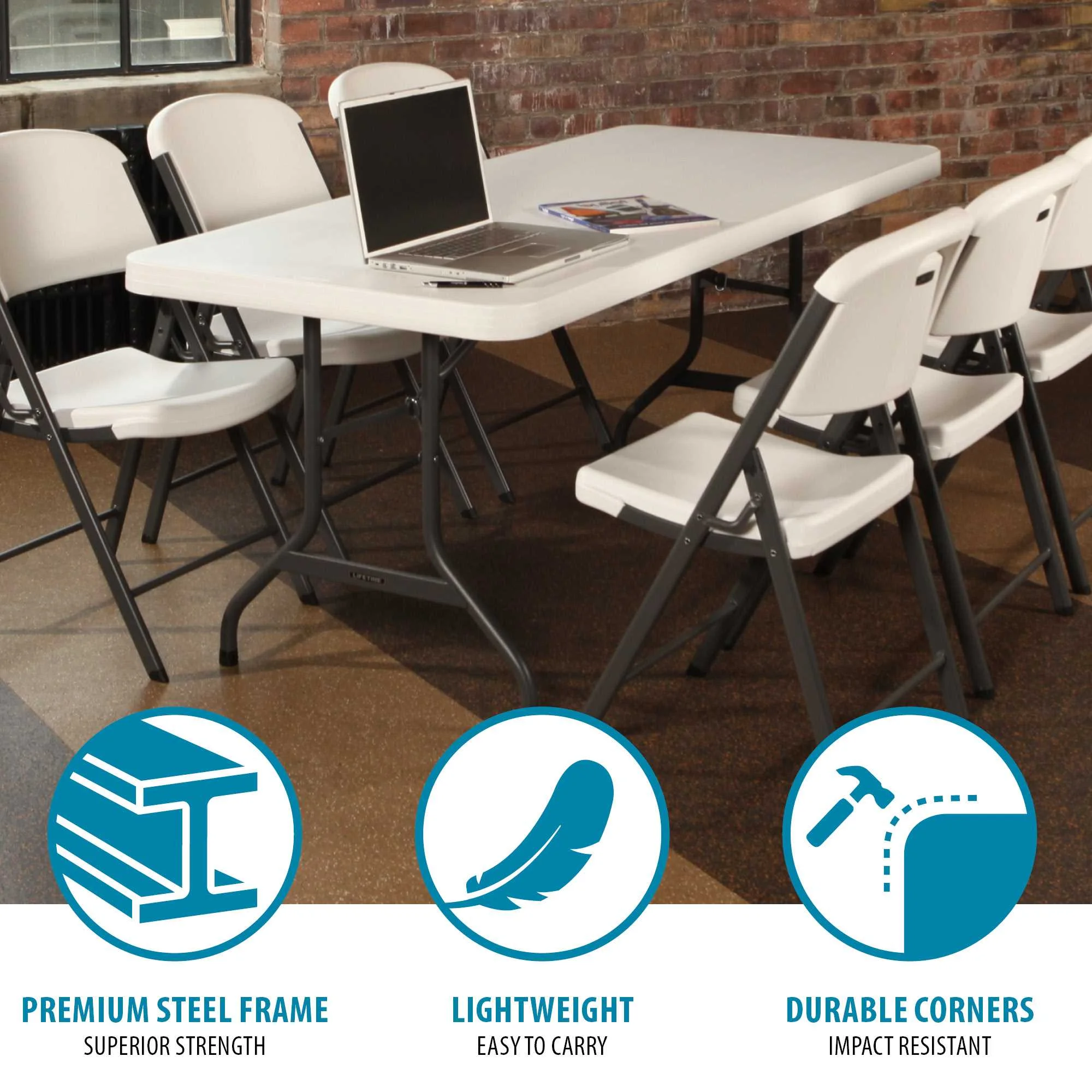 6' Commercial Grade High-Quality Folding Table, White - Image 5