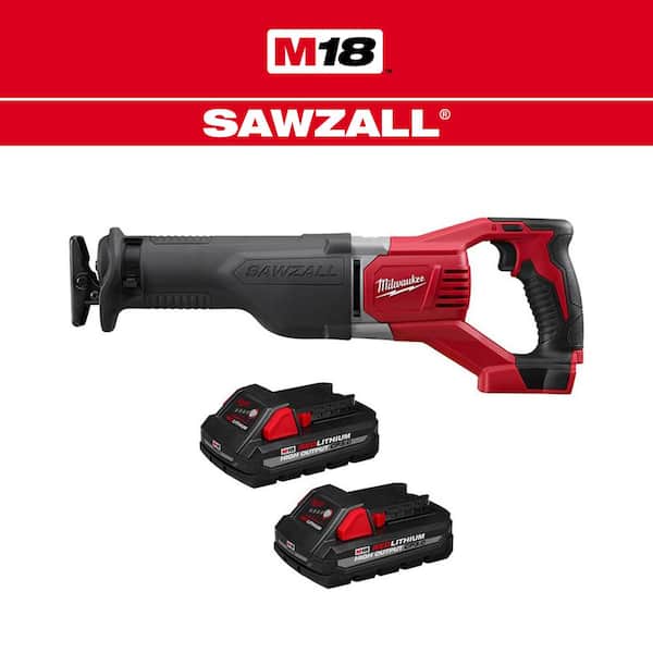 M18 18V Lithium Ion Cordless SAWZALL Reciprocating Saw with Two 3 0Ah Batteries