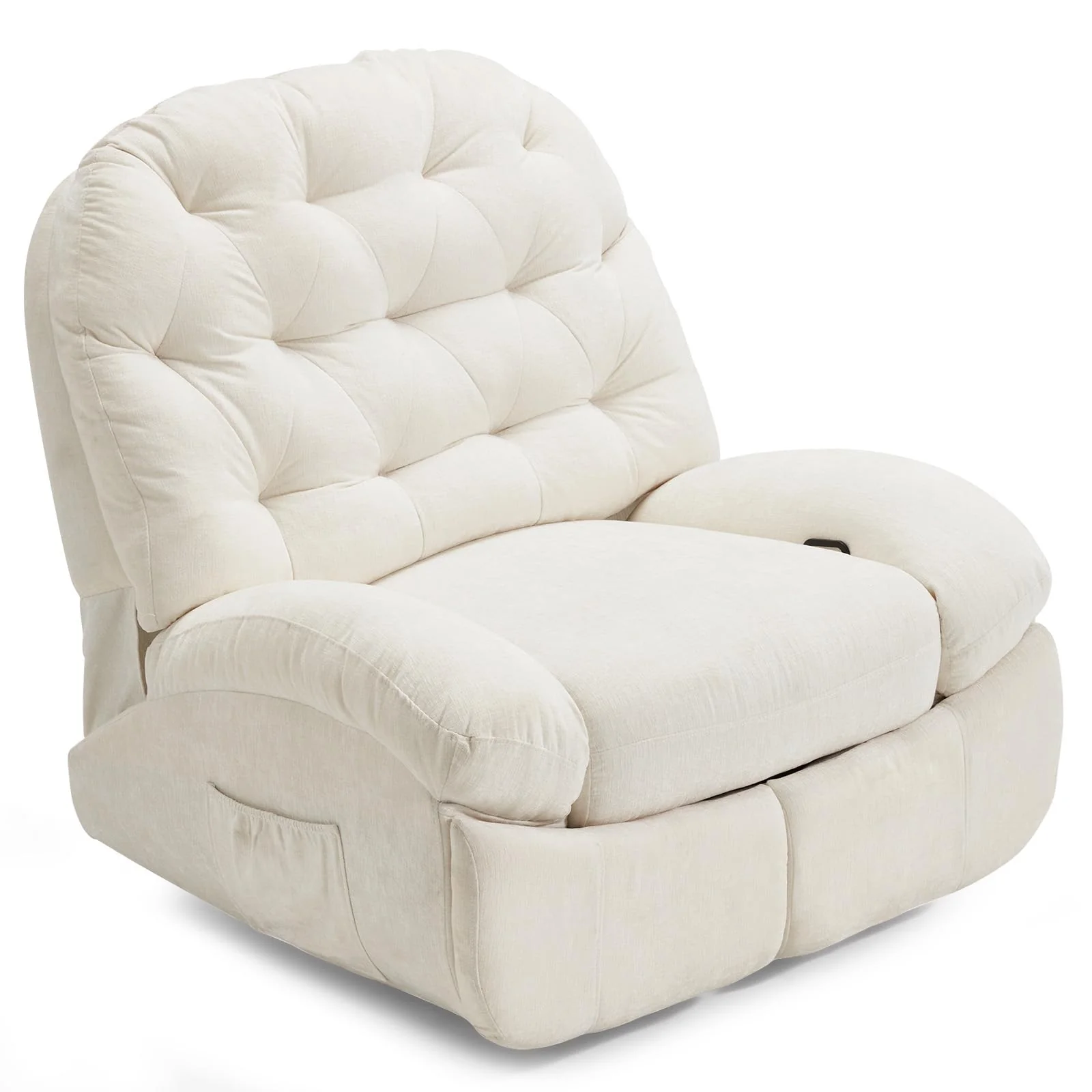 AECOJOY Oversized Recliner Chair, 360° Swivel Rocking Glider, Modern Ergonomic Chaise Lounge Sofa for Living Room, Cream White