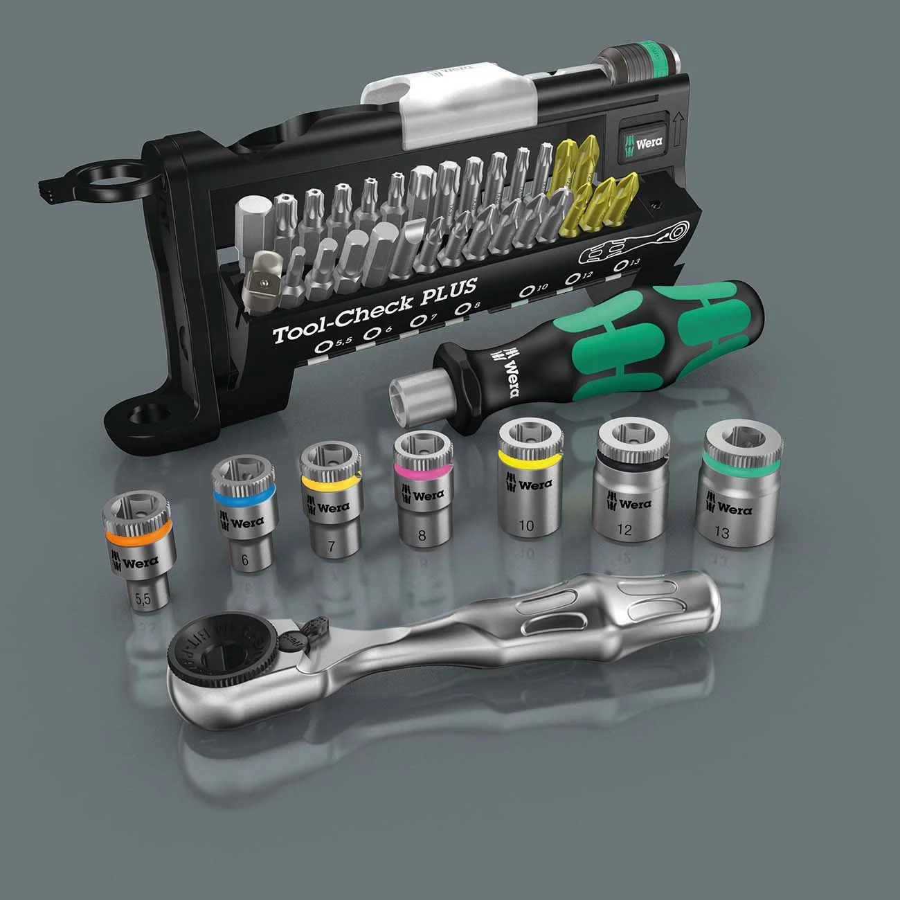 Wera 056491 Tool - Check Plus Bit Ratchet Set with Sockets - Imperial
