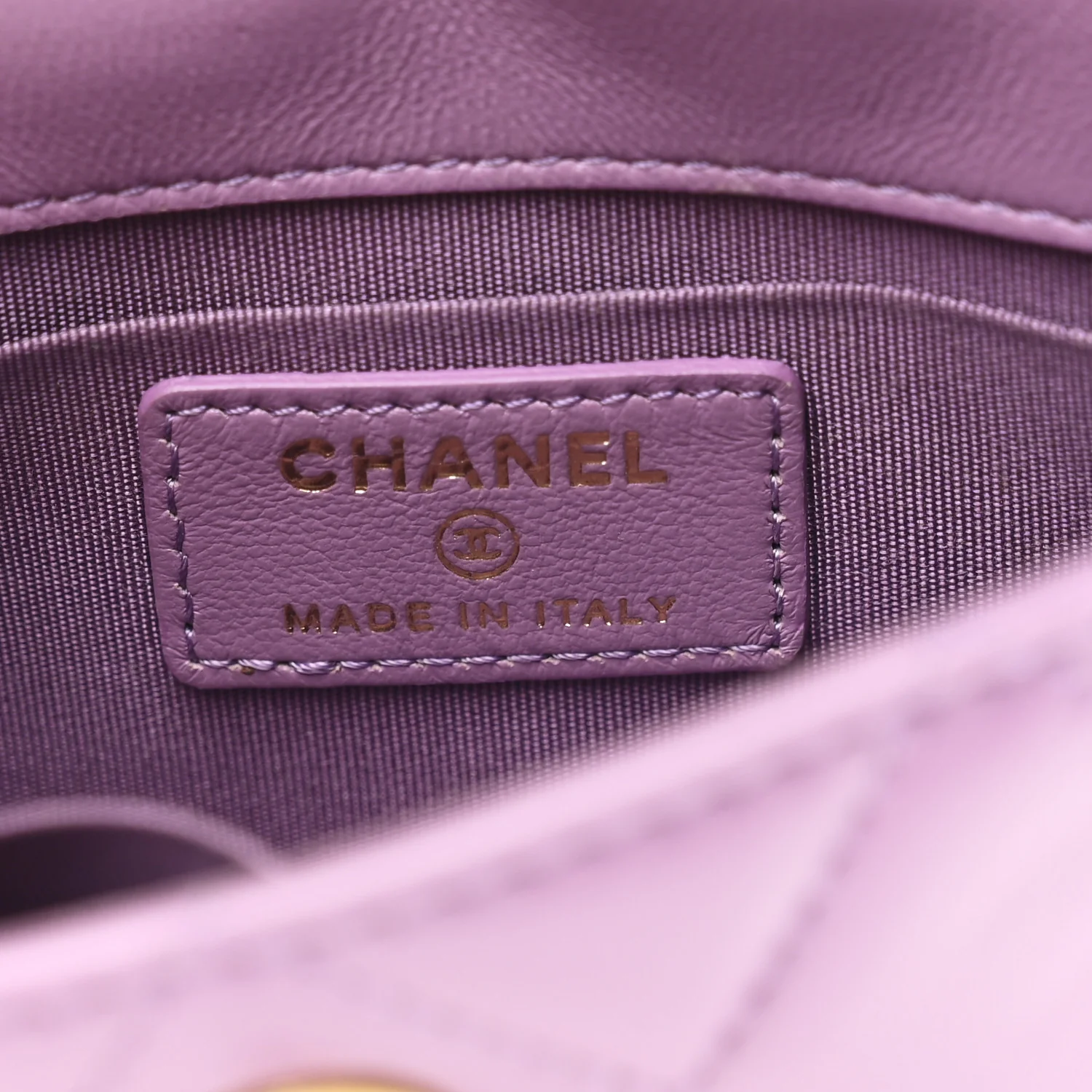 Shiny Lambskin Quilted Extra Mini Flap Purple