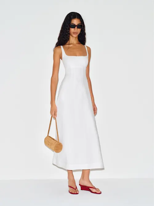 Sabine Linen Dress-White