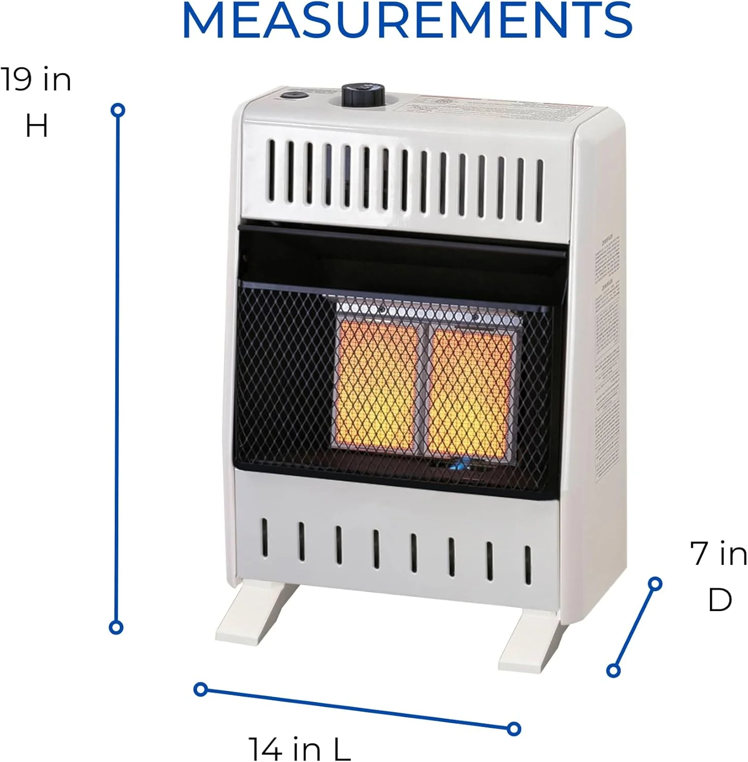 Natural Gas Ventless Infrared Plaque Heater With Base Feet 10,000 BTU, Manual Control Model# MN100HPA B Image 6