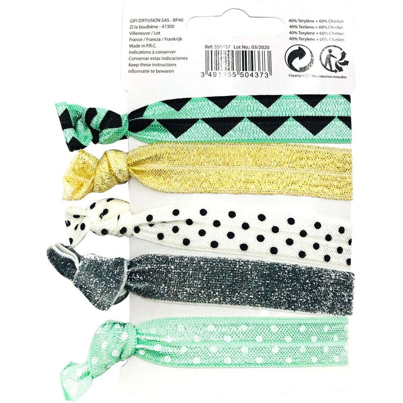 Bracelet tissu fantaisie x5