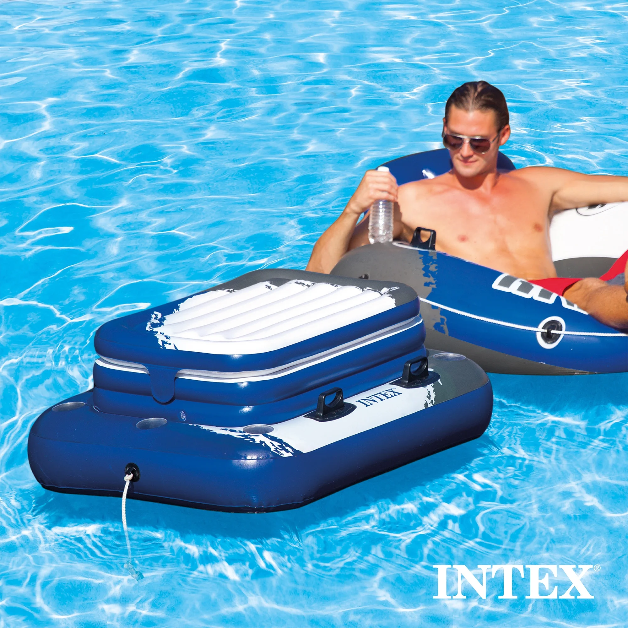 16ft x 48in Ultra XTR Above Ground Swimming Pool, Floats (2 Pack), Inflatable Cooler Image 7