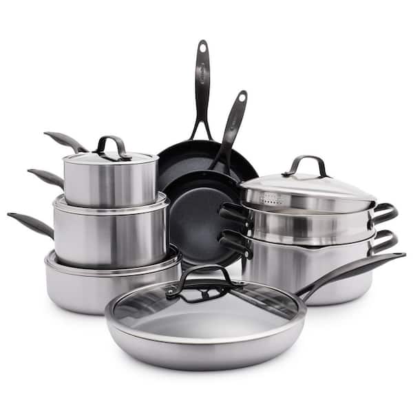 Venice Pro Noir Tri - Ply Stainless Steel Healthy Ceramic Nonstick 13 Piece Cookware Pots and Pans Set