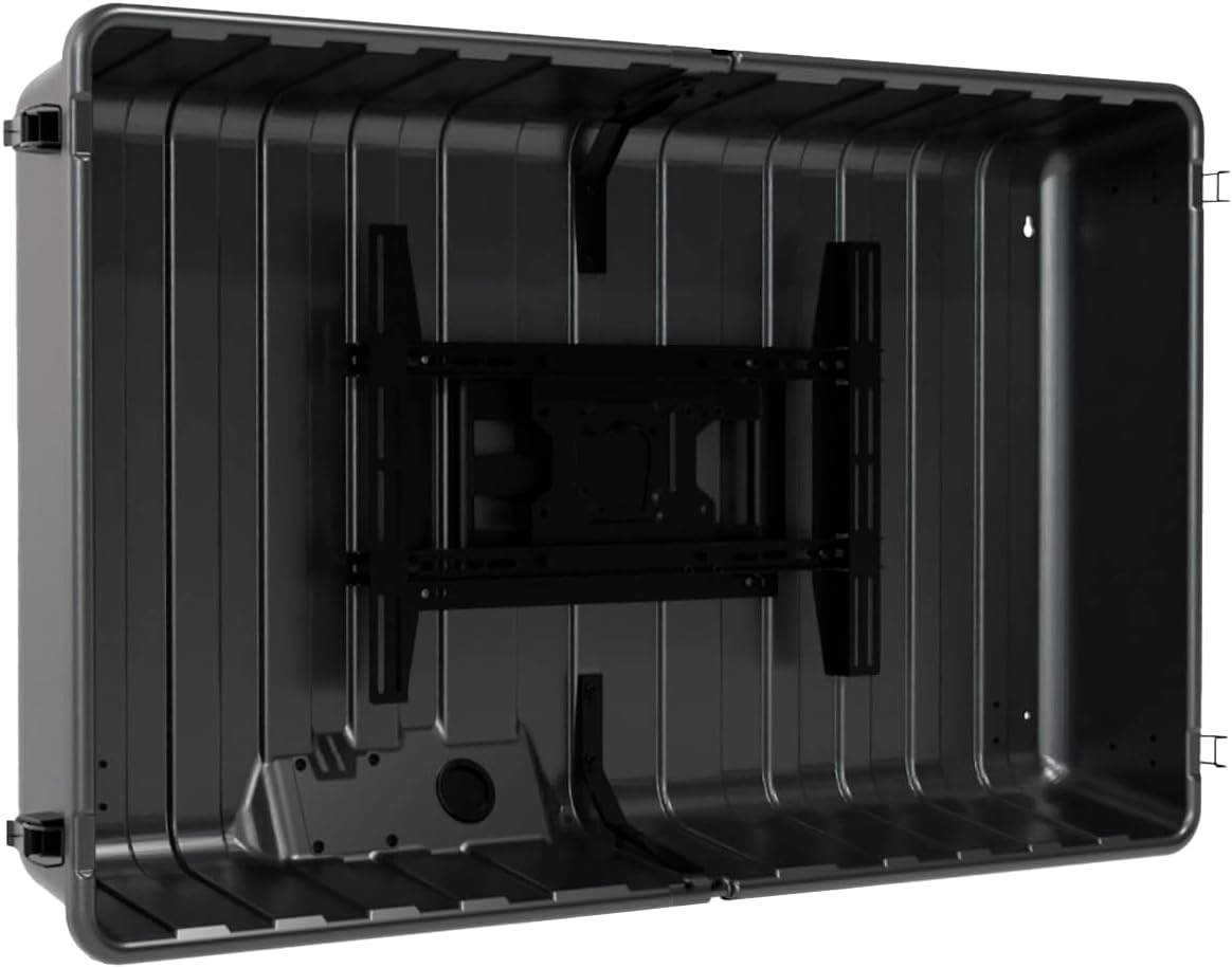 Outdoor TV Hard Cover Weatherproof Protection for Television - Mounts Right on The Wall - TV Wall Mounting Bracket Included … (45-55 inch)  Black