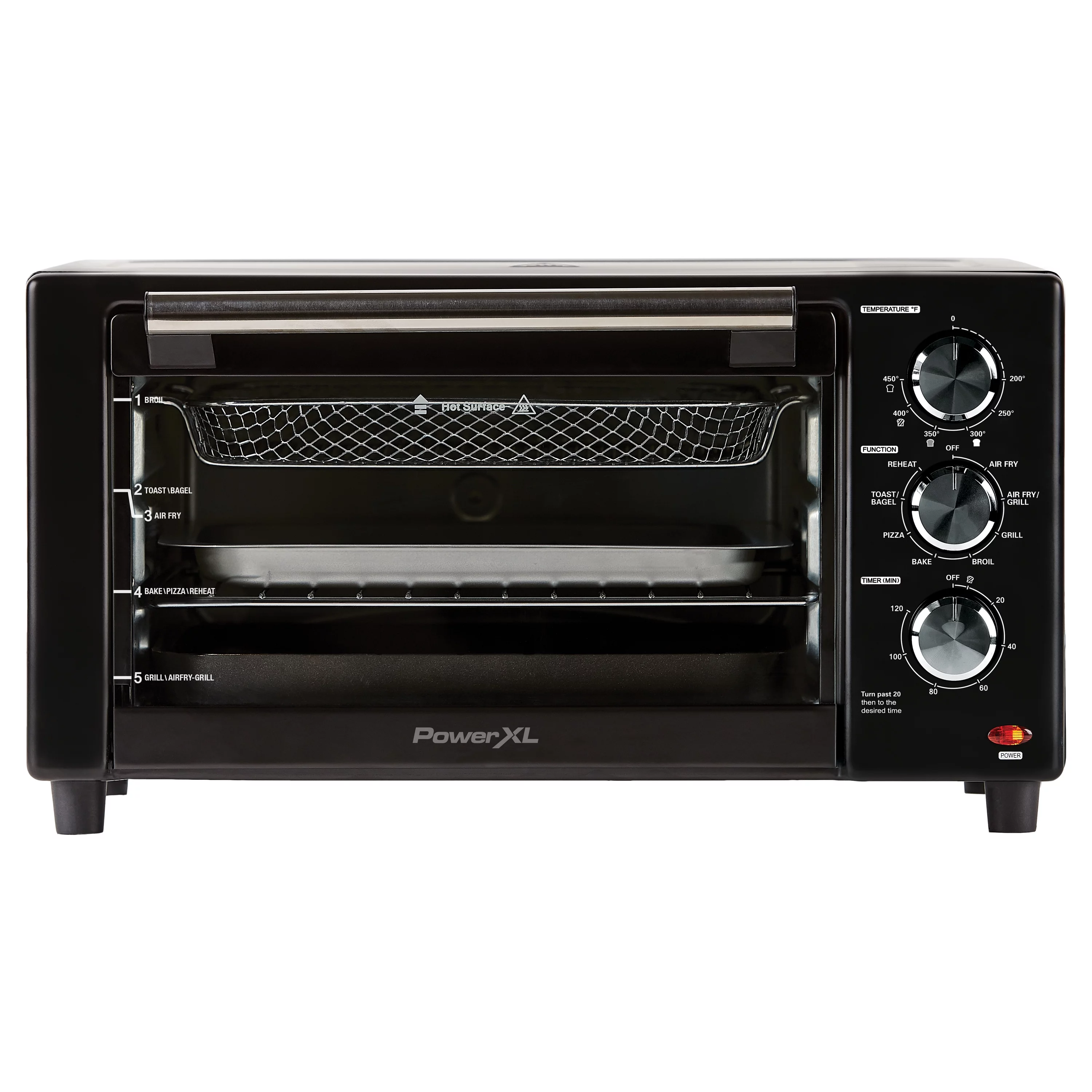 PowerXL Air Fryer Grill Plus. Toaster Oven. Black. 1500 Watts - MadeInUSA