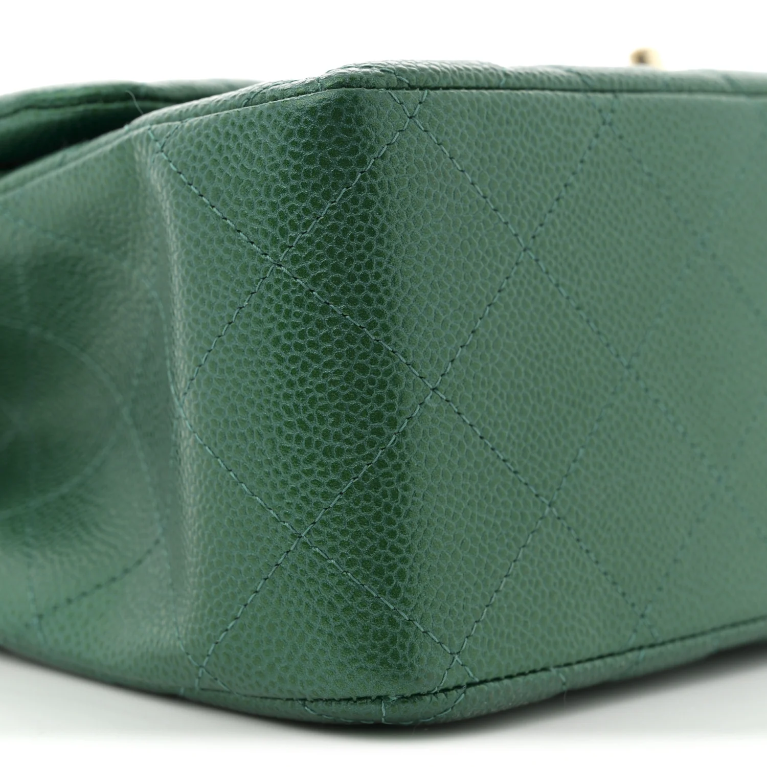 Metallic Caviar Quilted Jumbo Double Flap Green