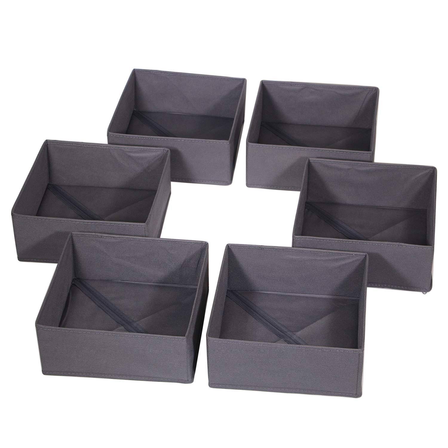 DIOMMELL 6 Pack Foldable Cloth Storage Box Closet Dresser Drawer Organizer Divider Fabric Baskets Bins Containers for Baby Clothes Underwear Bras