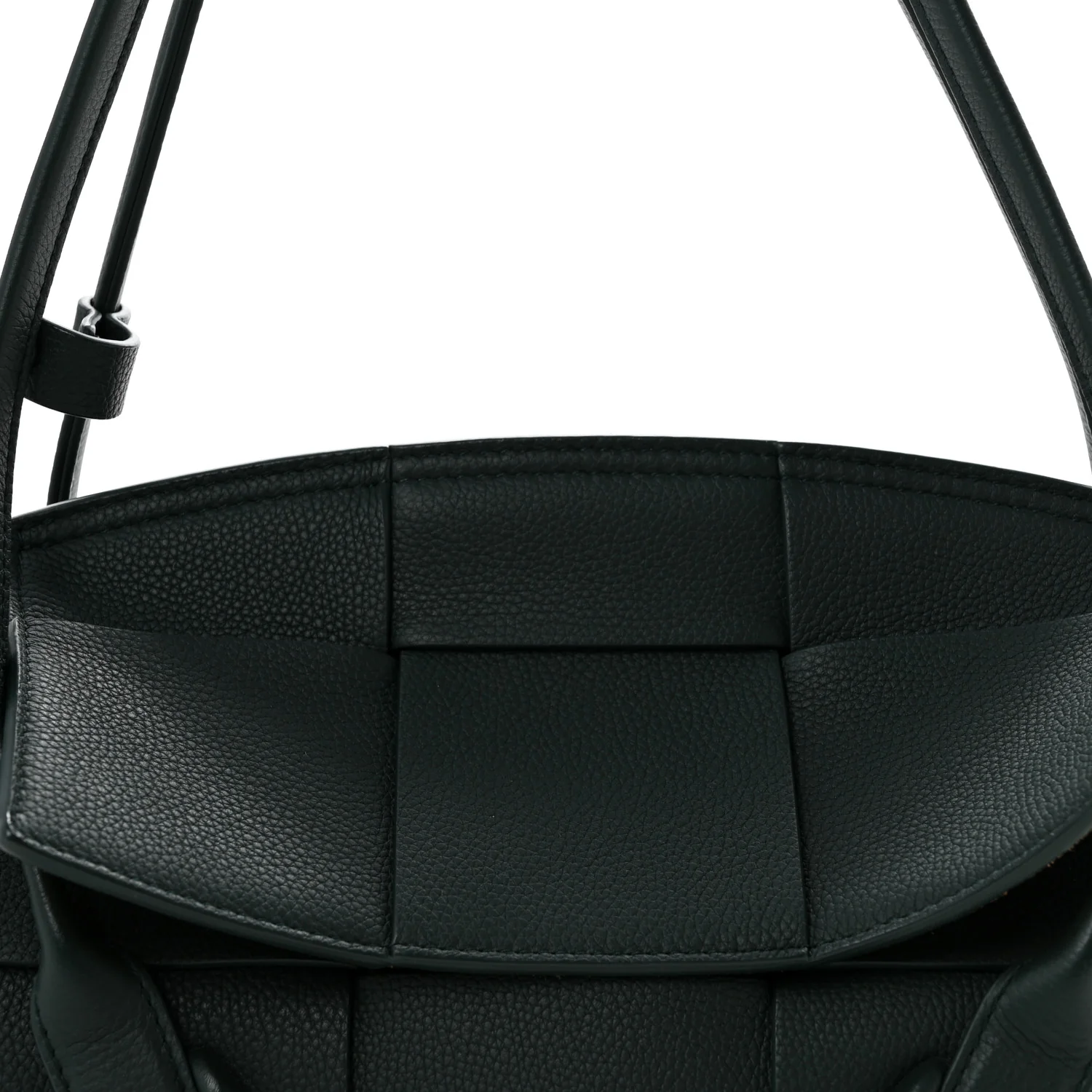 Grained Calfskin Maxi Intrecciato Small Arco Pine Green