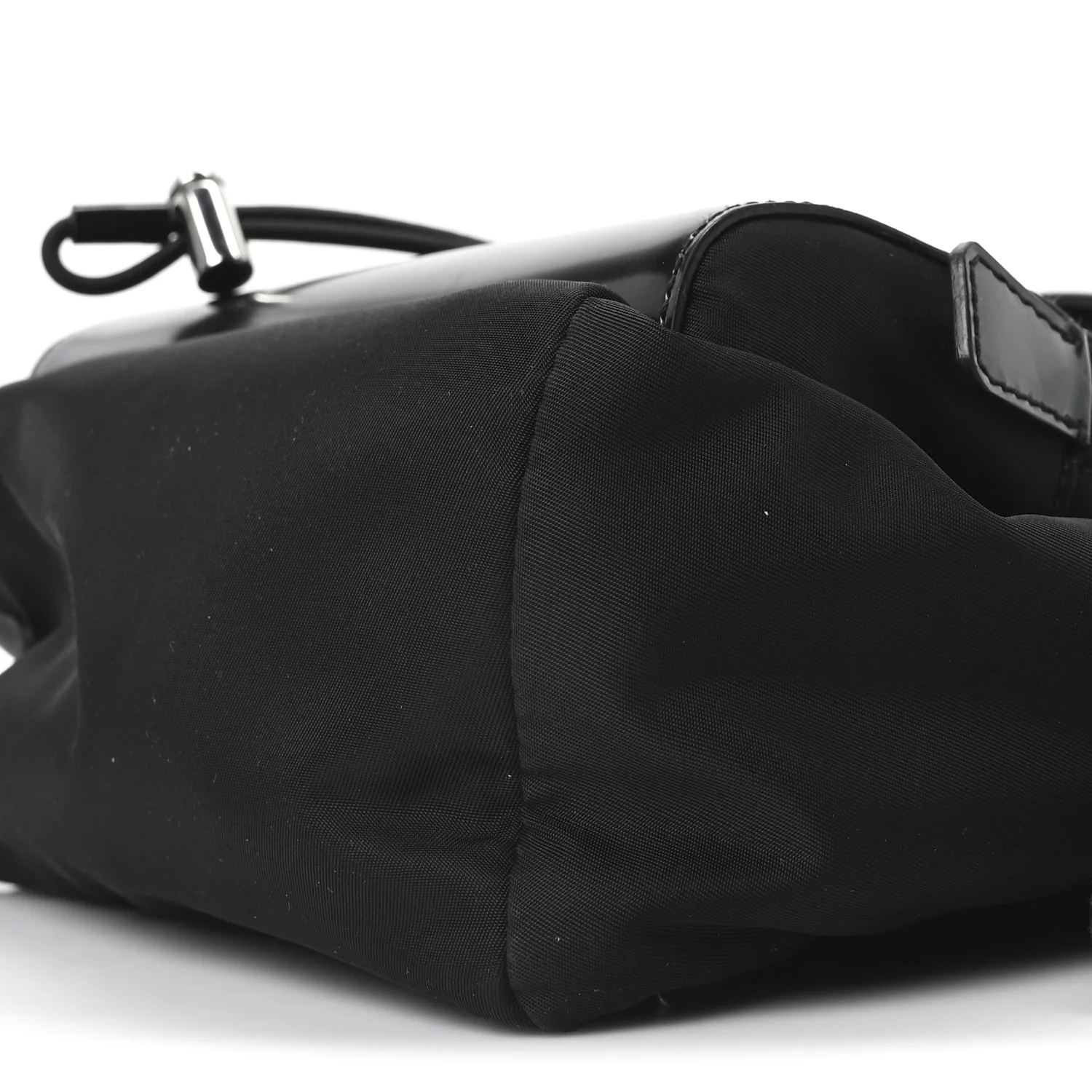 Nylon Brushed Calfskin Mini Sling Backpack  Black