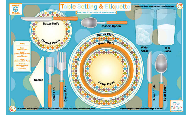 Tot Talk Table Setting & Etiquette Placemat