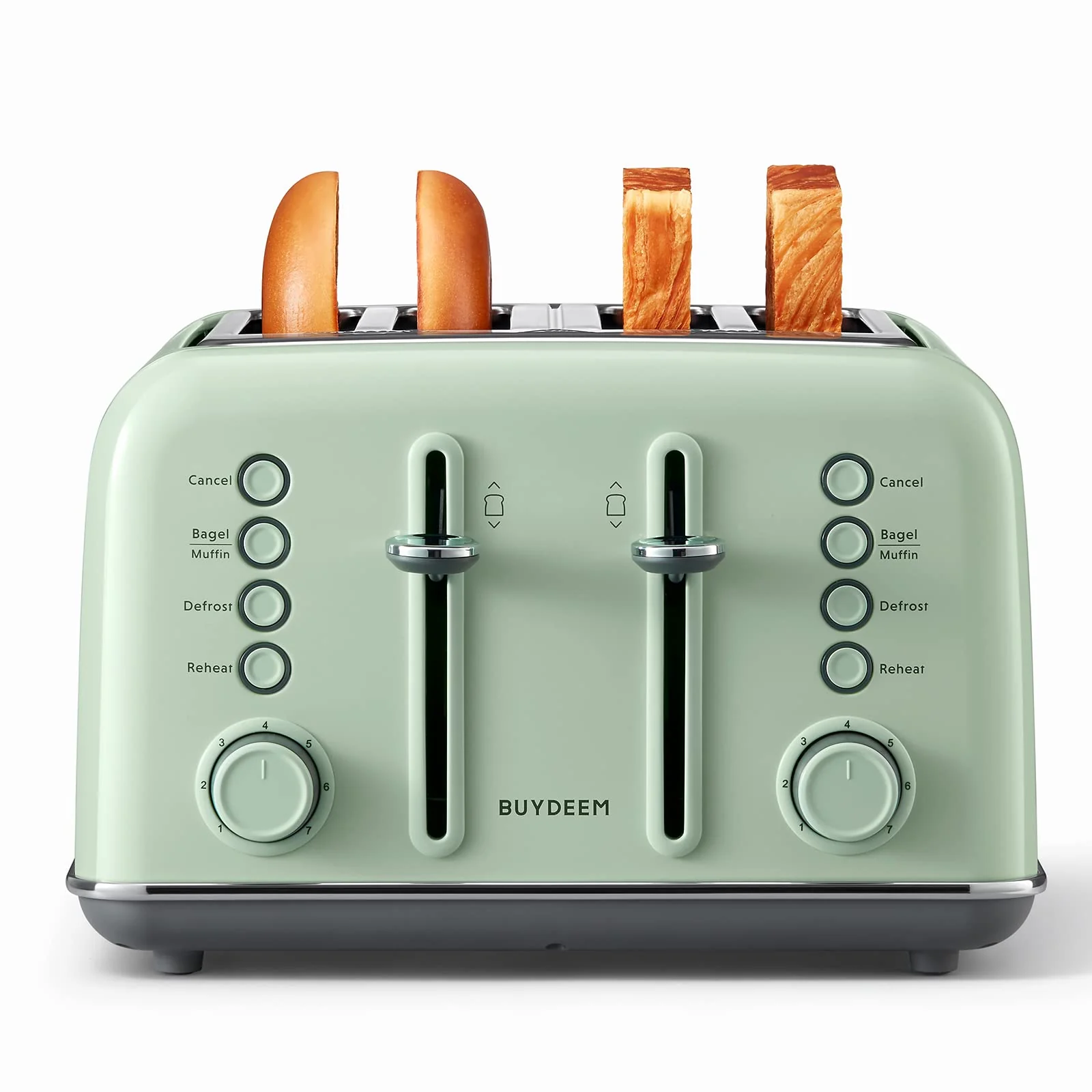 BUYDEEM Stainless Steel 4 Slice Toaster. Extra Wide Slots