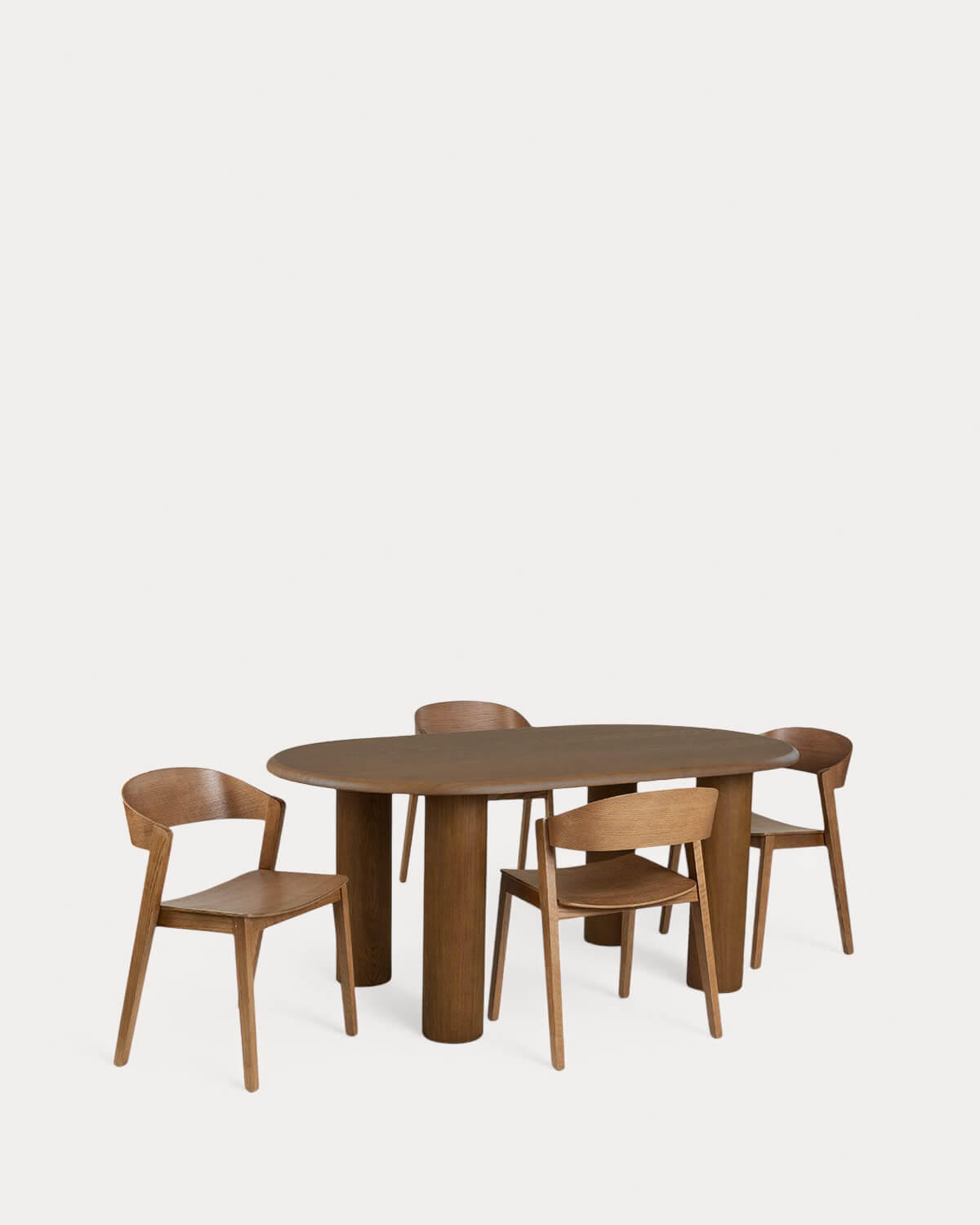 Set Alhie - Laly - Set de Mesa de Comedor Ovalada (180x100 cm) Alhie y 4  Sillas de Comedor de Madera Laly