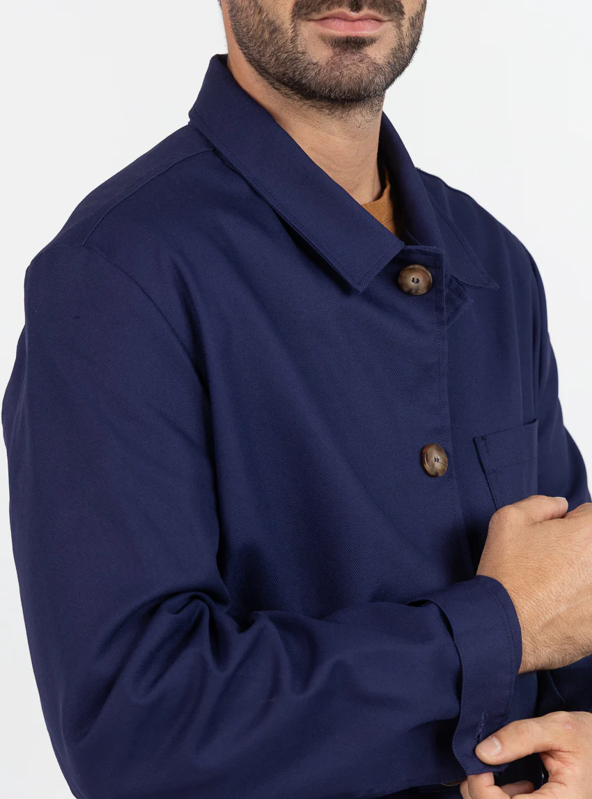 Veste homme droite en coton bleu marine