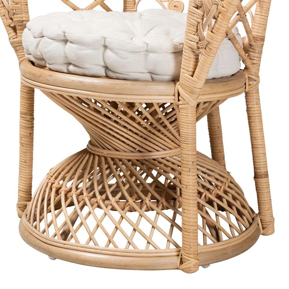 Bali & Pari Fedra Modern Bohemian Natural Brown Rattan Peacock Accent Chair