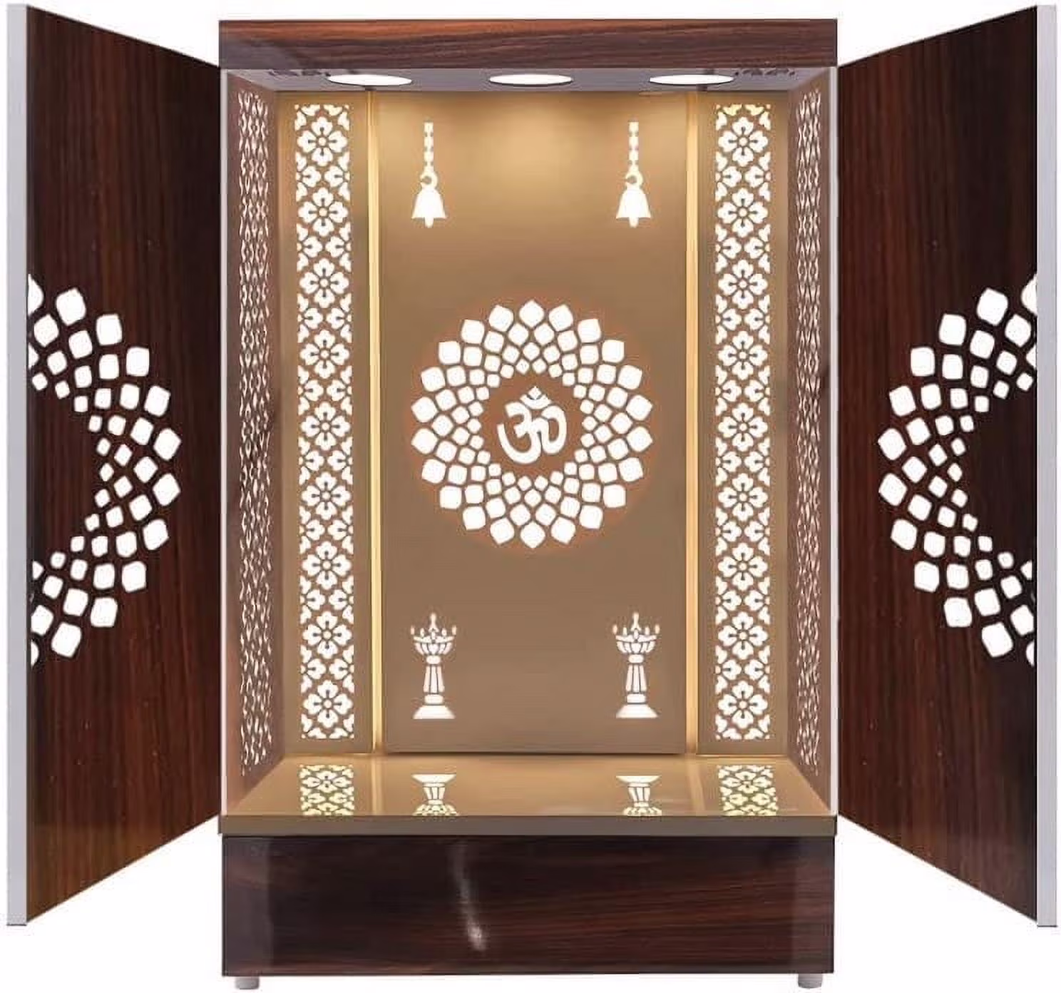 Customized Wooden Cabinet Desginer Mandir with LED / Mandir for Home & Office / Temple for Home / Pooja Ghar / Mandir with Lights /Storage