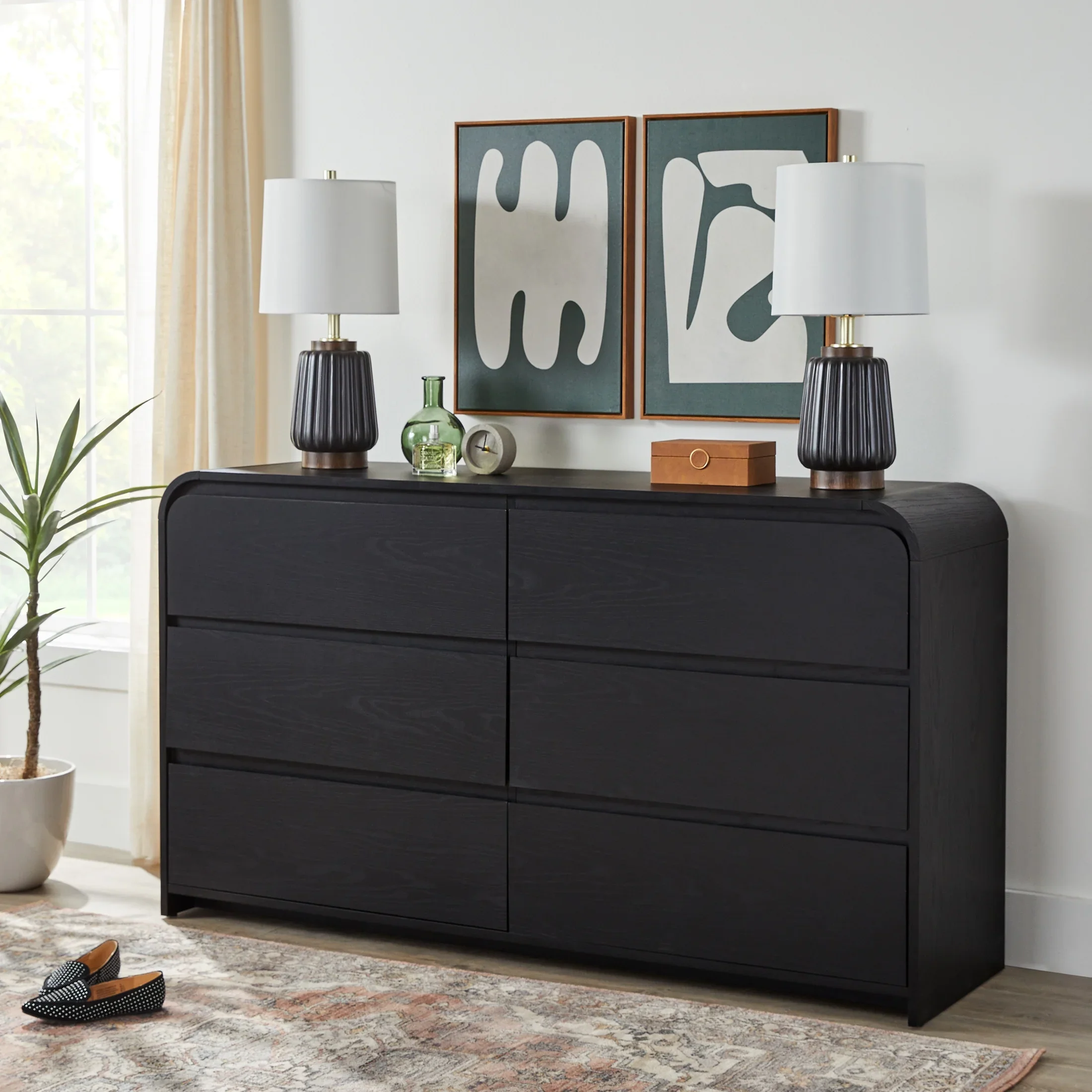 Better Homes & Gardens Juliet 6 Drawer Dresser, Black Finish