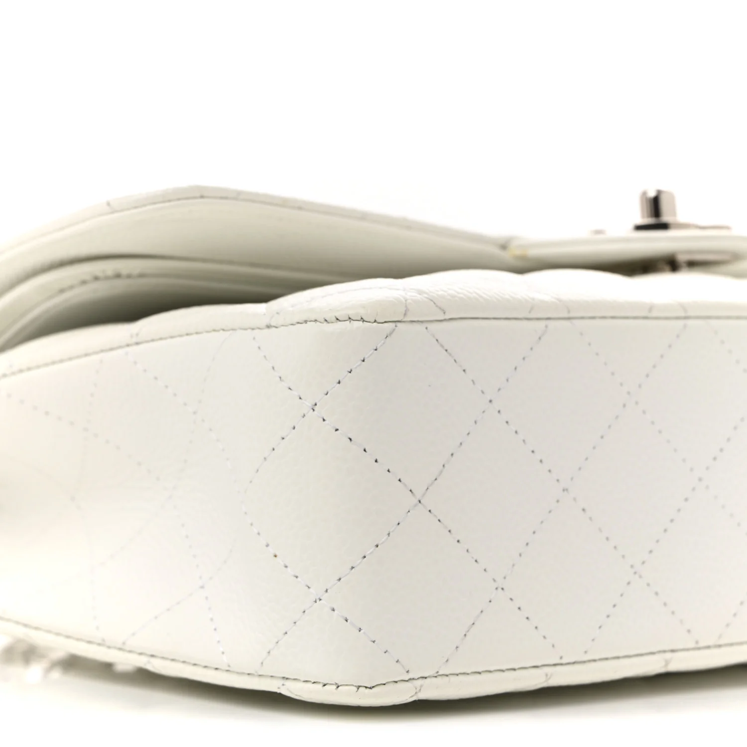 Caviar Quilted Medium Double Flap White