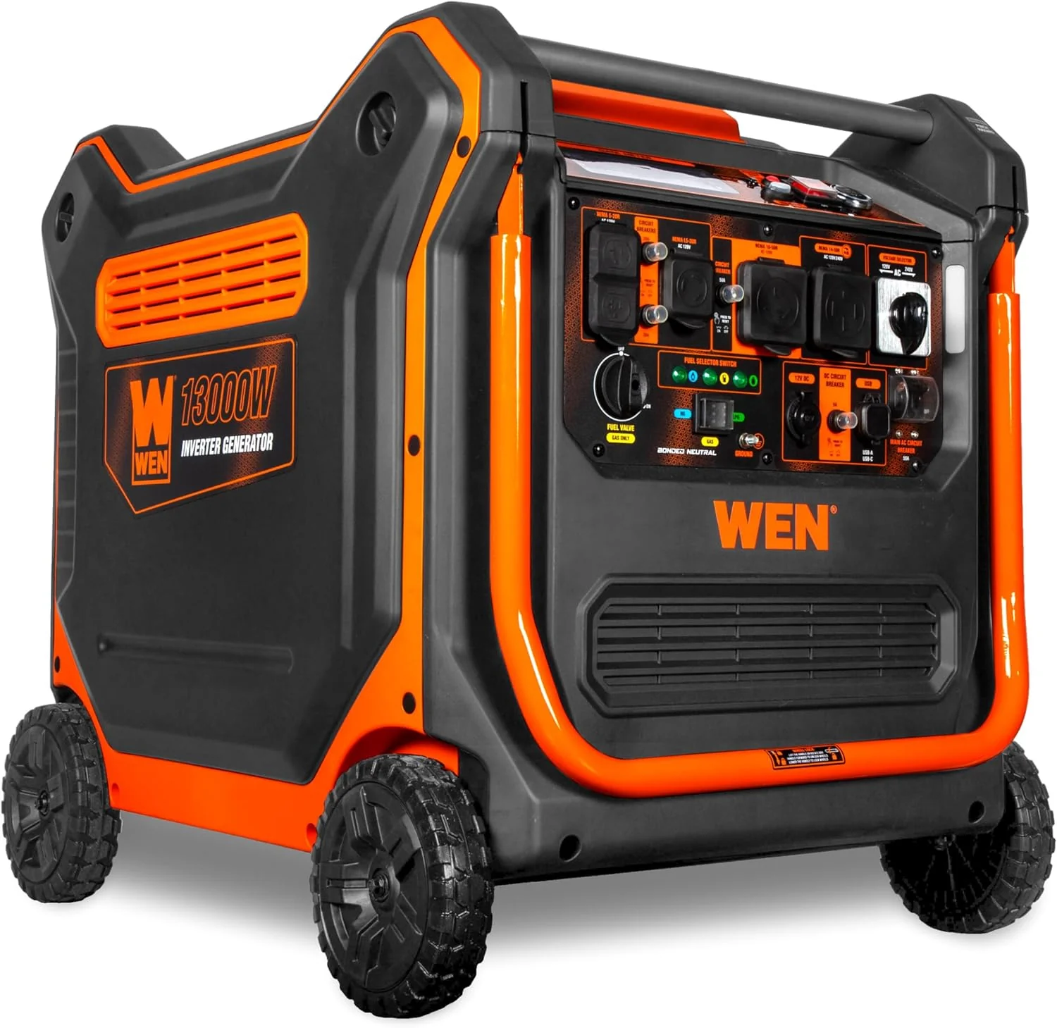 Générateur tri-carburant WEN 14 500 W 120 V/240 V pour gaz propane et gaz naturel - Compatible avec un inverseur de source