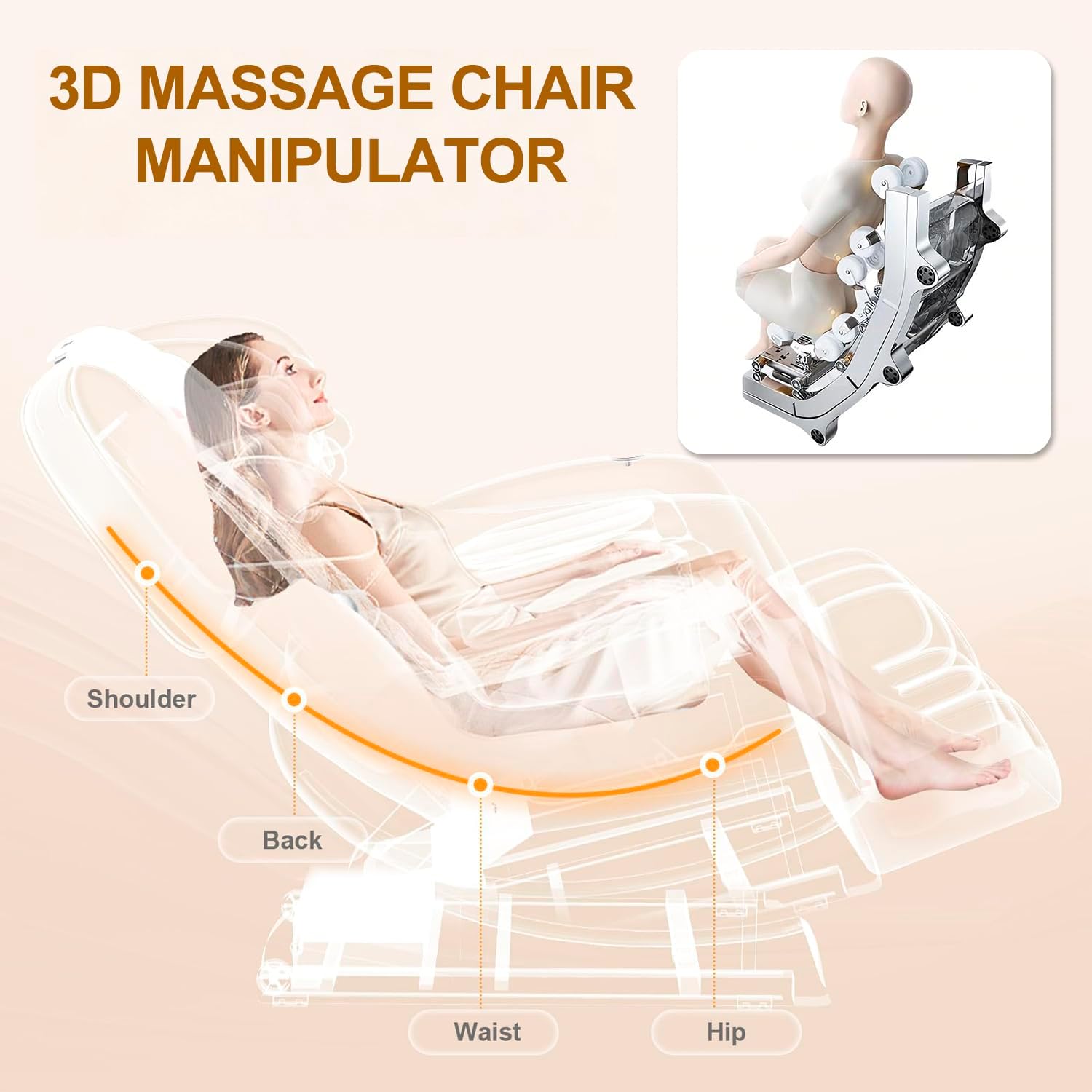 F&G Massage Chair Full Body Zero-Gravity SL Track Massage Chair  5 Level Heating Function and Airbag Massage Foot Rollers Phone Charging