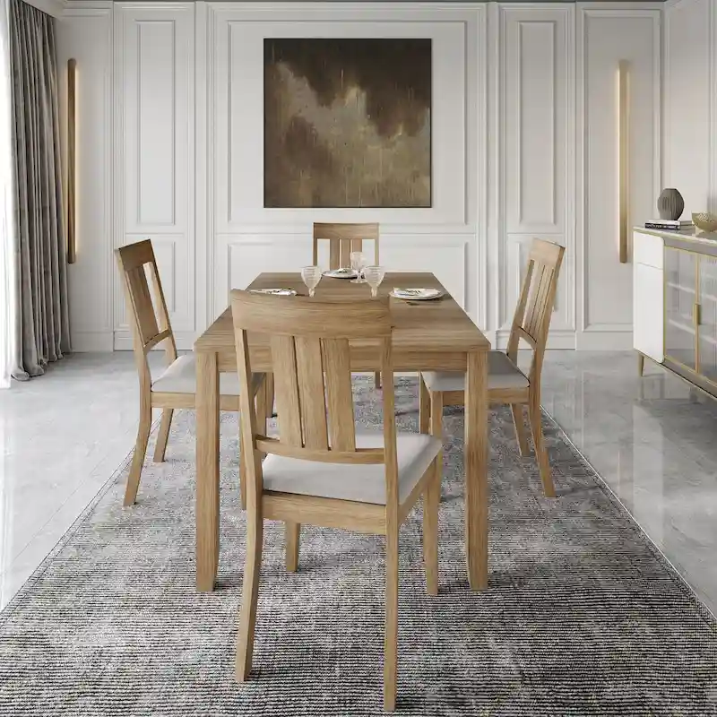 CraftPorch Classic 5-Piece Wooden Dining Ensemble