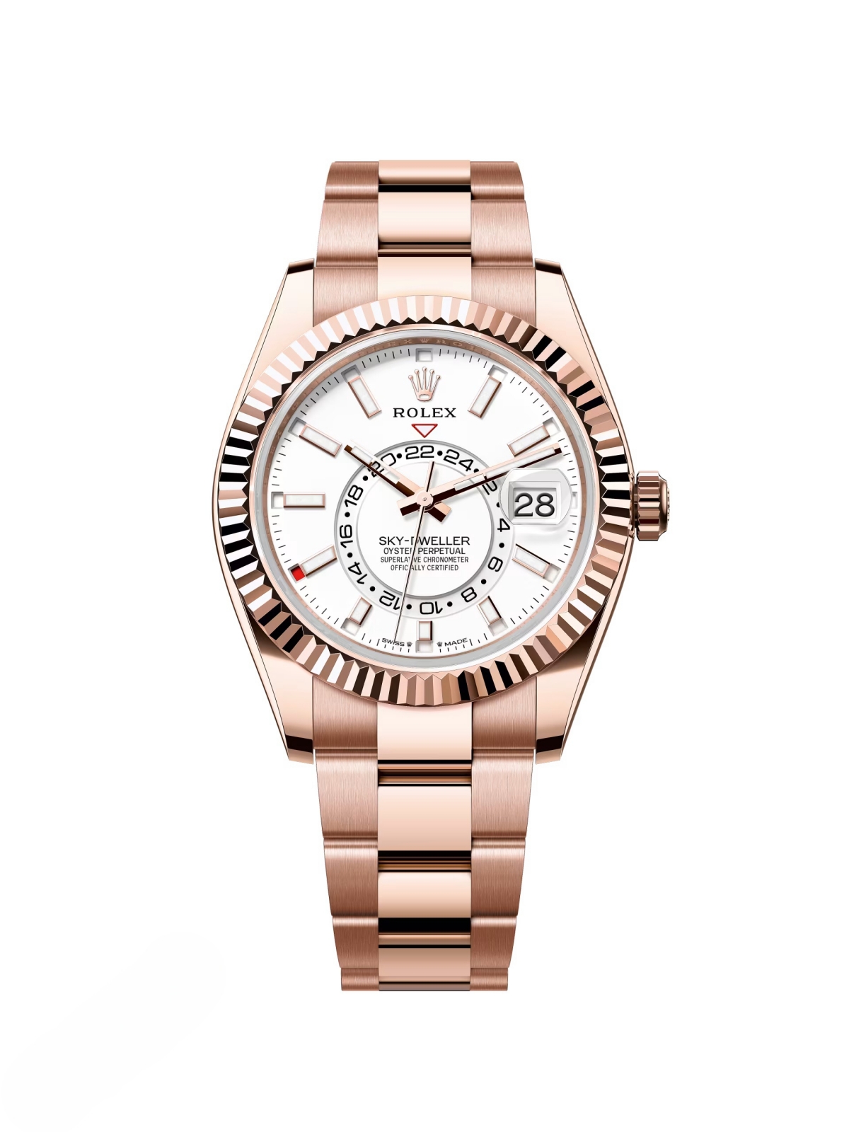 [Super Clone]RLX  Sky-Dweller 42mm Rose Gold White Dial Oyster - 336935