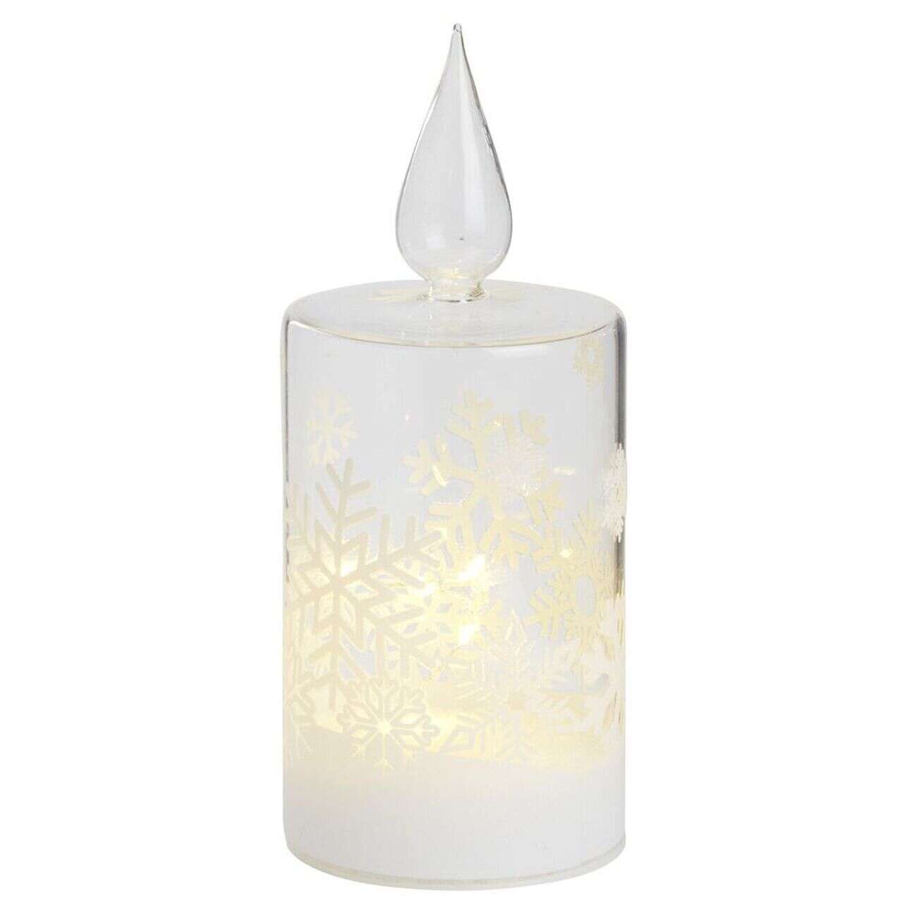 Bougie en verre à LED déco blanche thème Noël